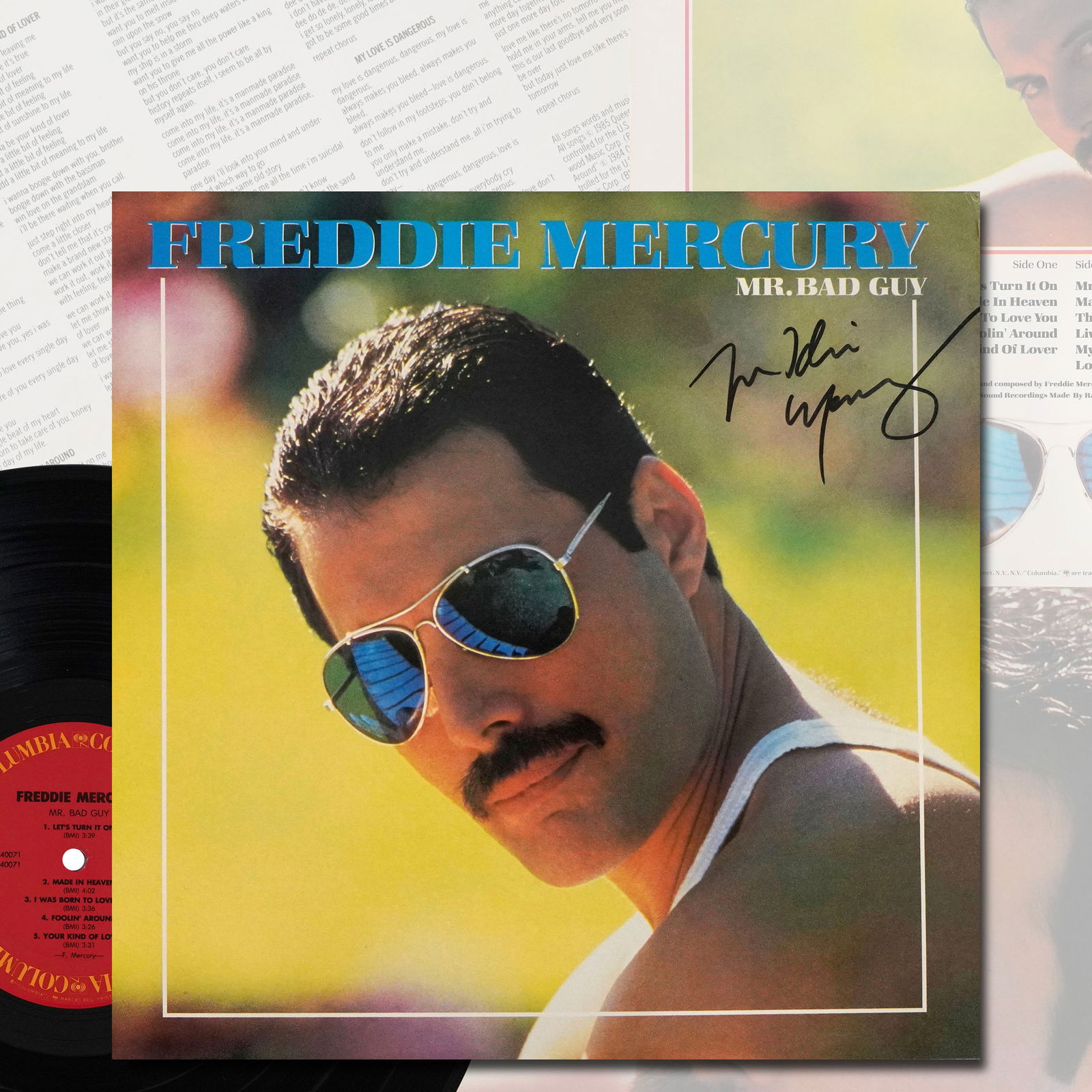 FREDDIE MERCURY SIGNED "MR. BAD GUY" VINYL ALBUM (1 of 6)