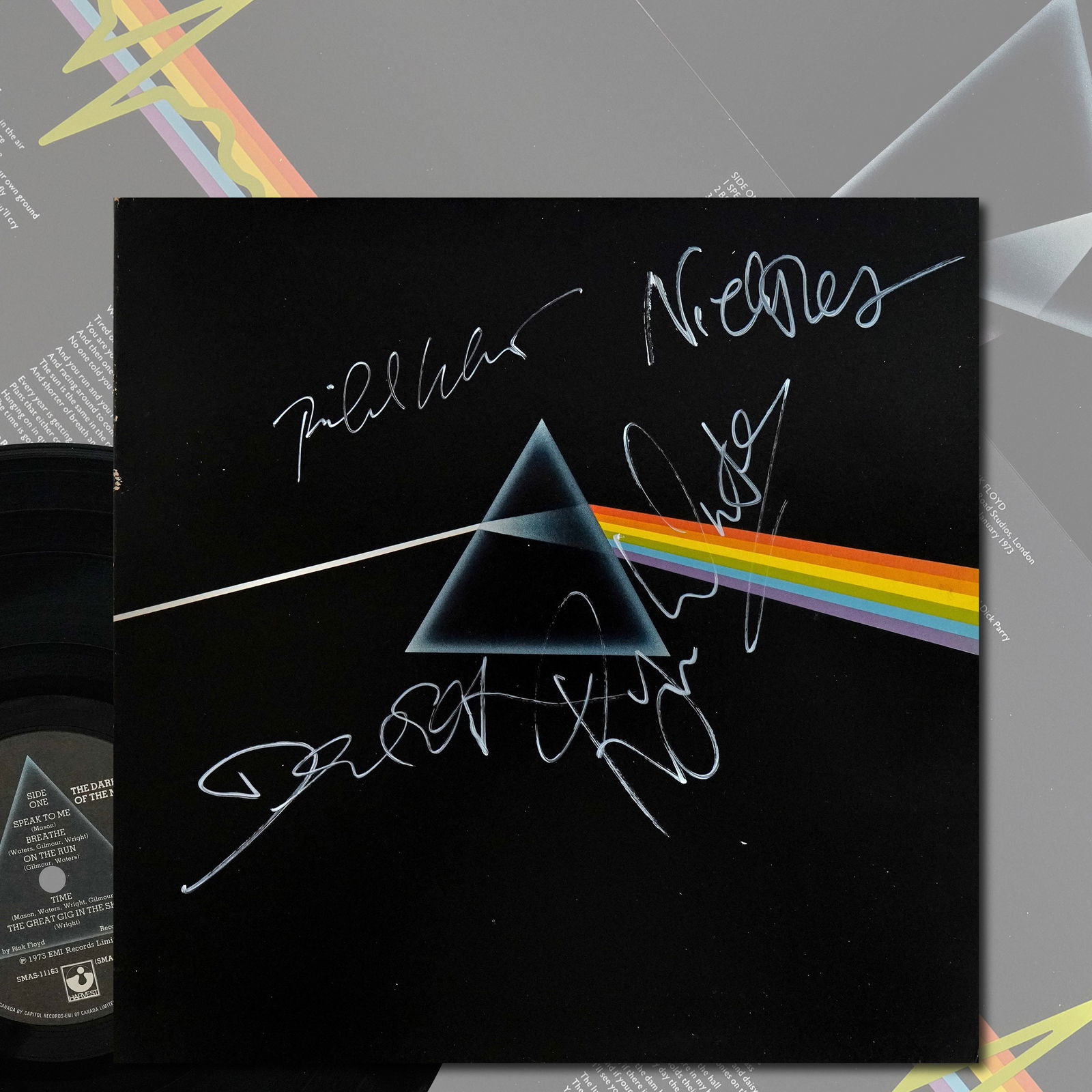 PINK FLOYD FULLY SIGNED LP "THE DARK SIDE OF THE MOON" LP (1 of 5)