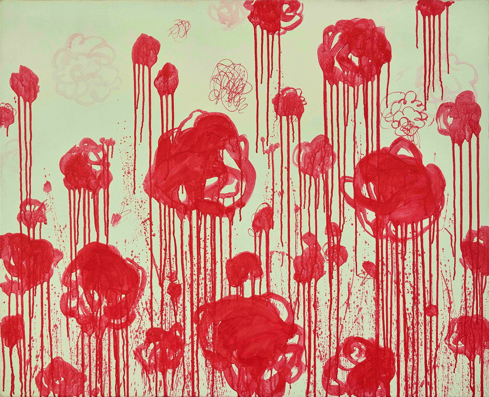 CY TWOMBLY (1928-2011), ATTRIBUTED TO, ACRYLIC AND CRAYON ON CANVAS (1 of 2)