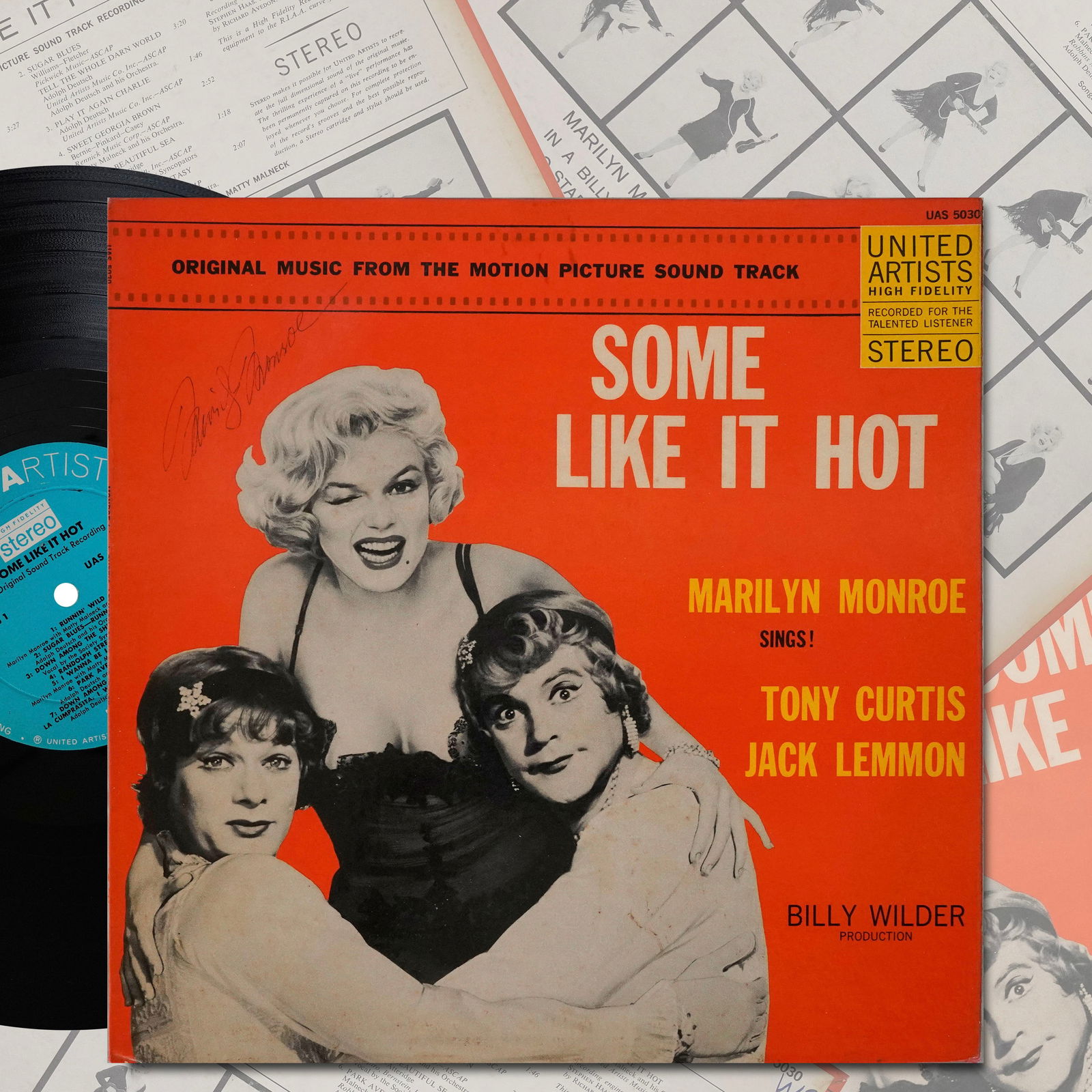 MARILYN MONROE SIGNED "SOME LIKE IT HOT" SOUNDTRACK VINYL (1 of 4)