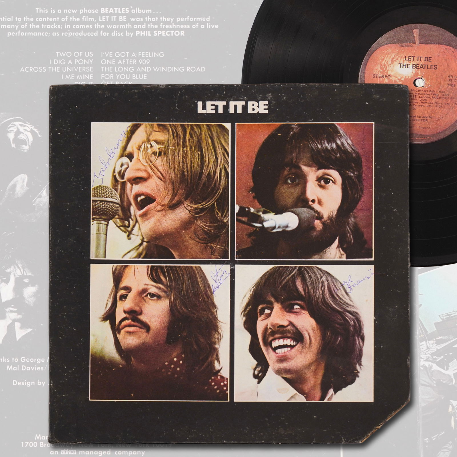 THE BEATLES FULLY SIGNED LP "LET IT BE," 1970 (1 of 6)