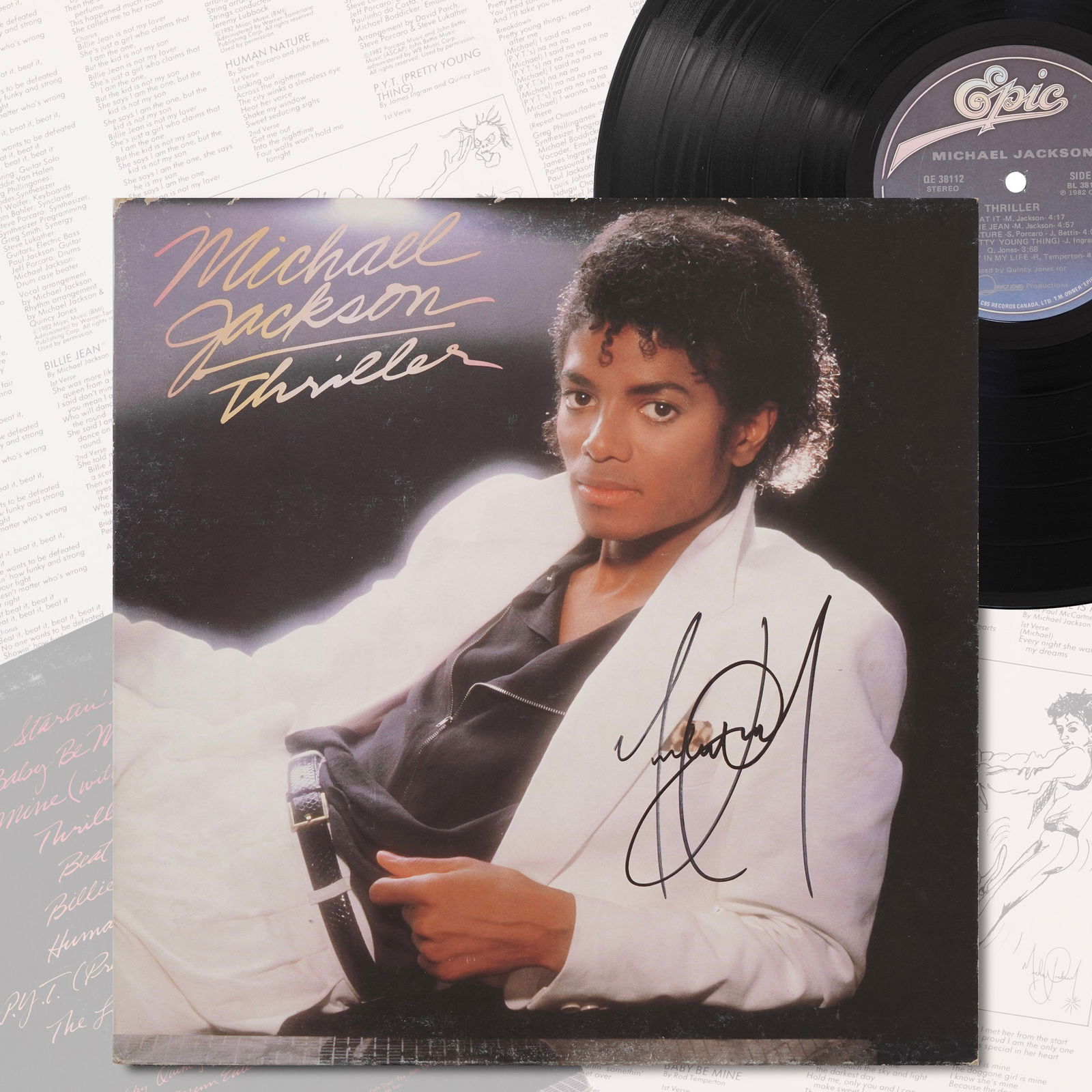 MICHAEL JACKSON SIGNED LP "THRILLER," 1982 (1 of 9)
