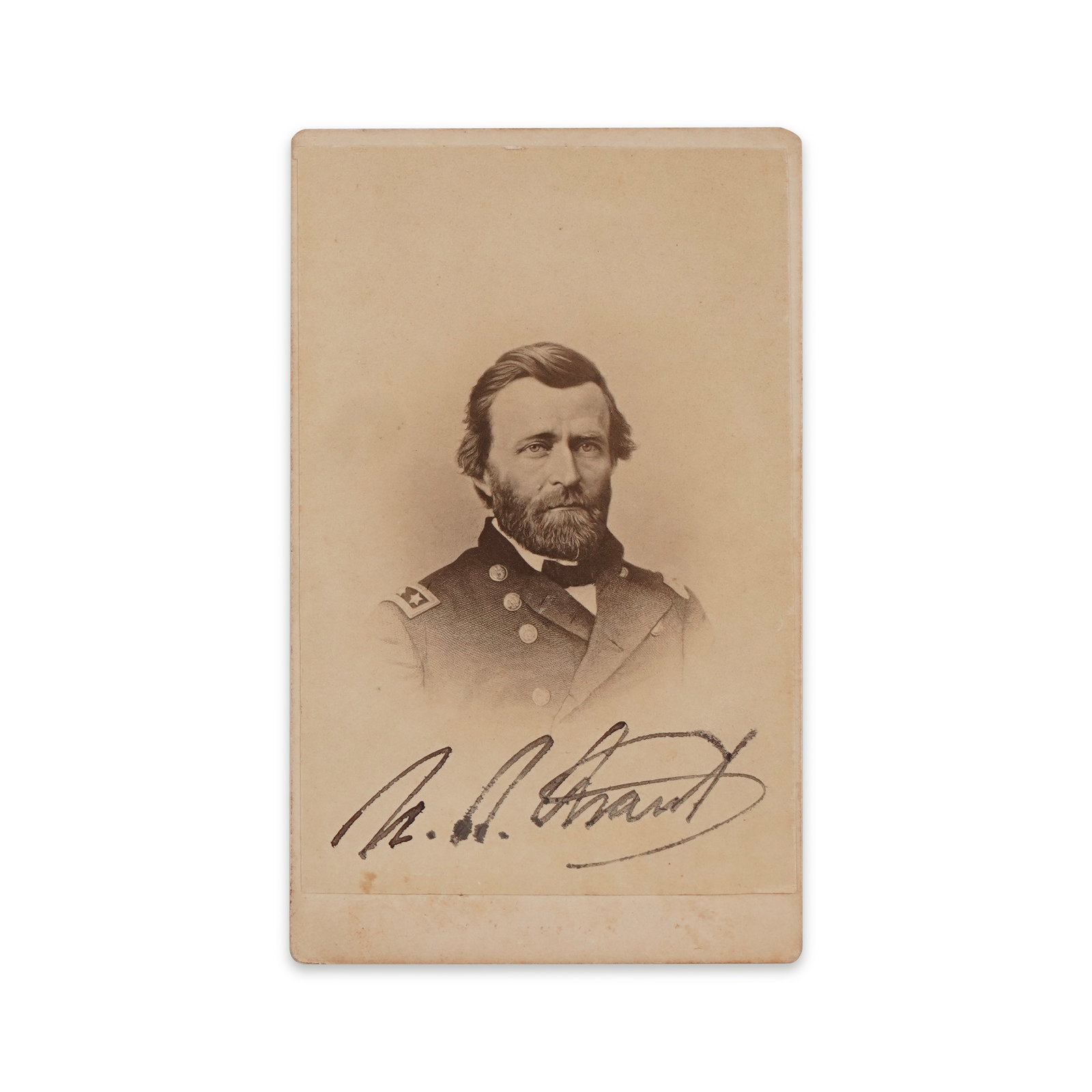 ULYSSES S. GRANT SIGNED CARTE-DE-VISITE (C. 1864): 4 x 2 3/8 in (10 x 6 cm) Provenance and Authentication: This collectible has undergone a rigorous forensic evaluation. The signatures were carefully analyzed across multiple criteria, including ink de