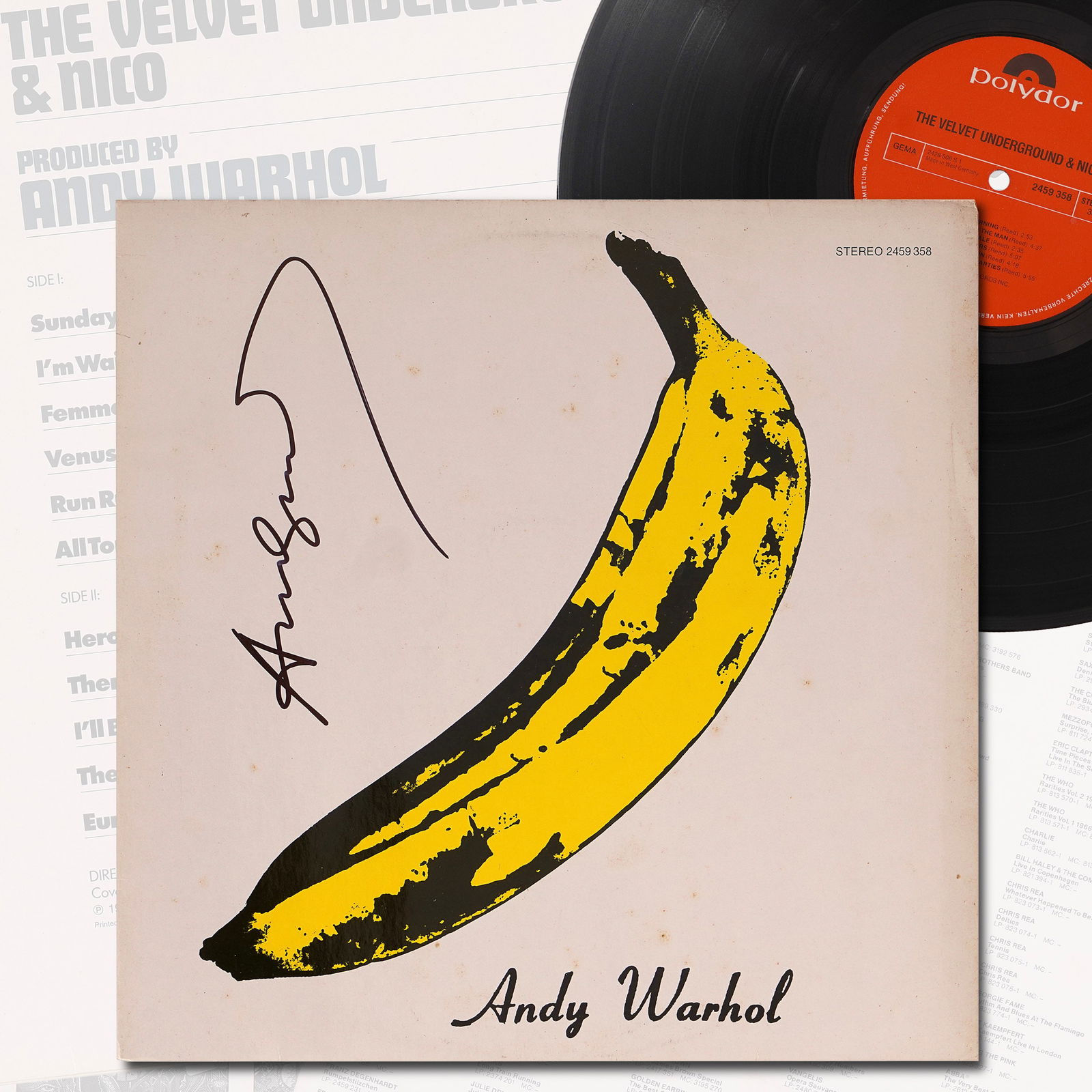 ANDY WARHOL SIGNED "THE VELVET UNDERGROUND & NICO" LP ALBUM COVER (1967) (1 of 6)