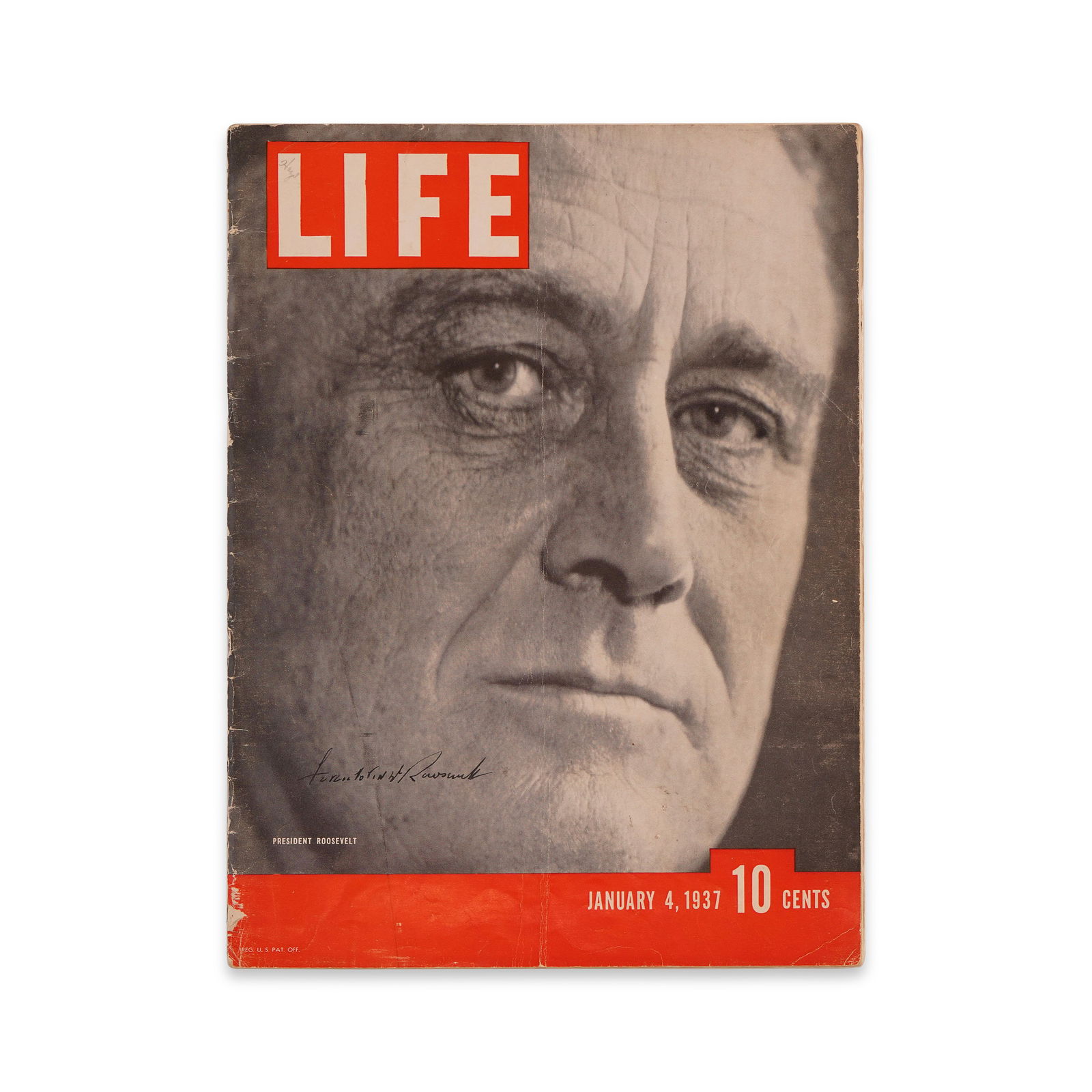 FRANKLIN D. ROOSEVELT SIGNED "LIFE" MAGAZINE, JANUARY 4, 1937 (1 of 5)