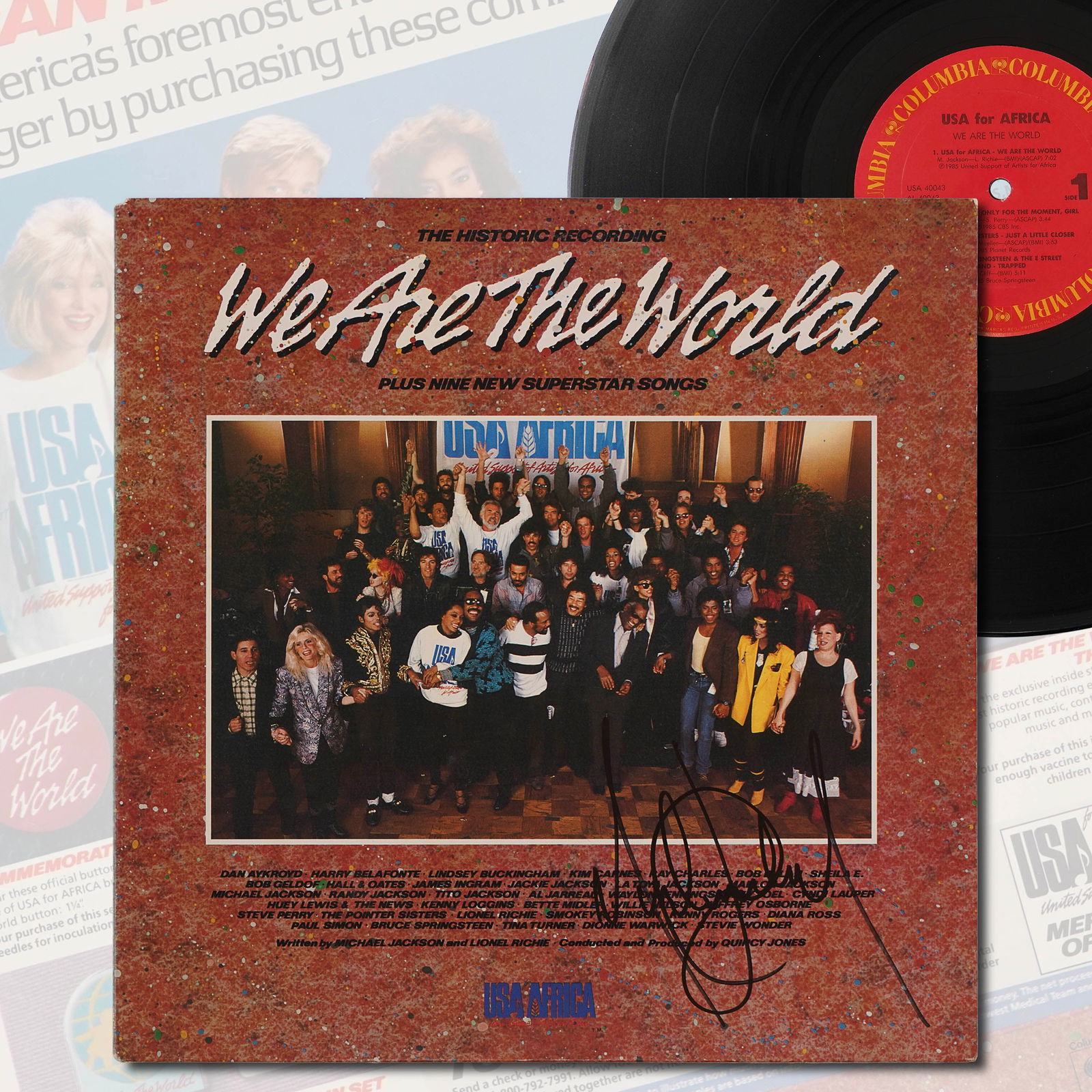 MICHAEL JACKSON SIGNED "WE ARE THE WORLD" LP, 1985 (1 of 8)