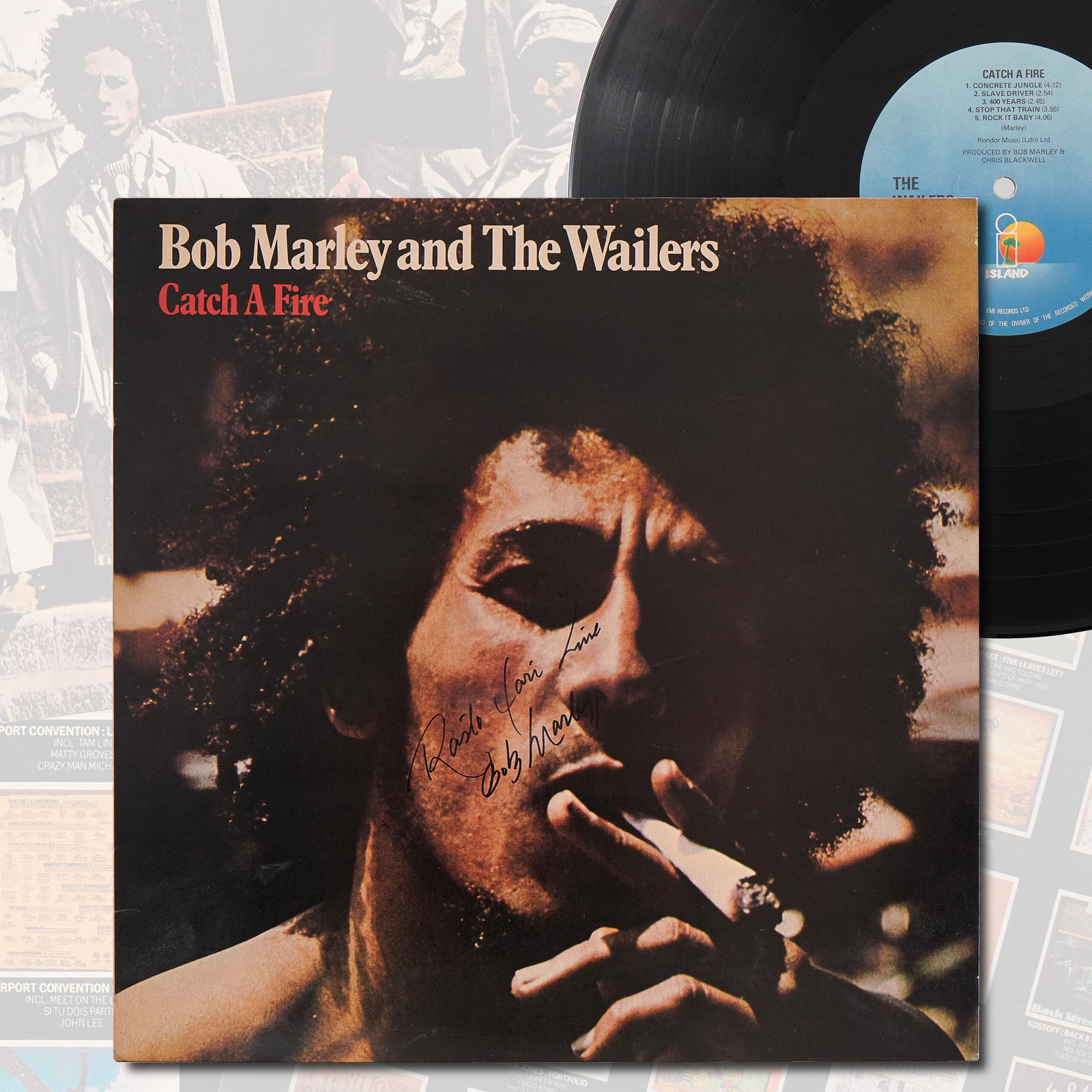 BOB MARLEY SIGNED "CATCH A FIRE" LP (ISLAND RECORDS, 1973) (1 of 6)