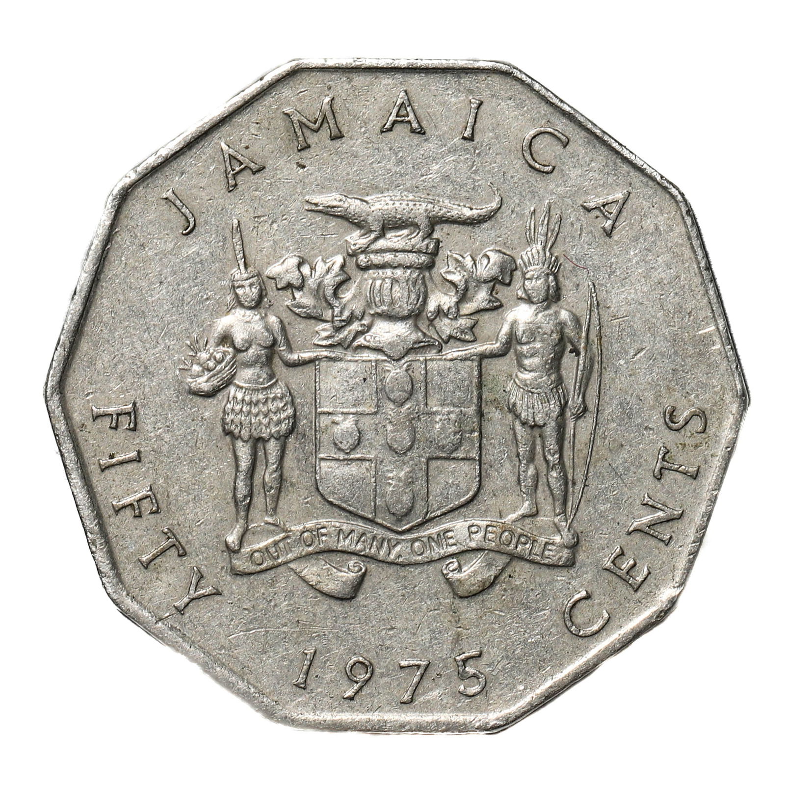 A JAMAICAN FIFTY CENTS COIN, 1975 (1 of 6)
