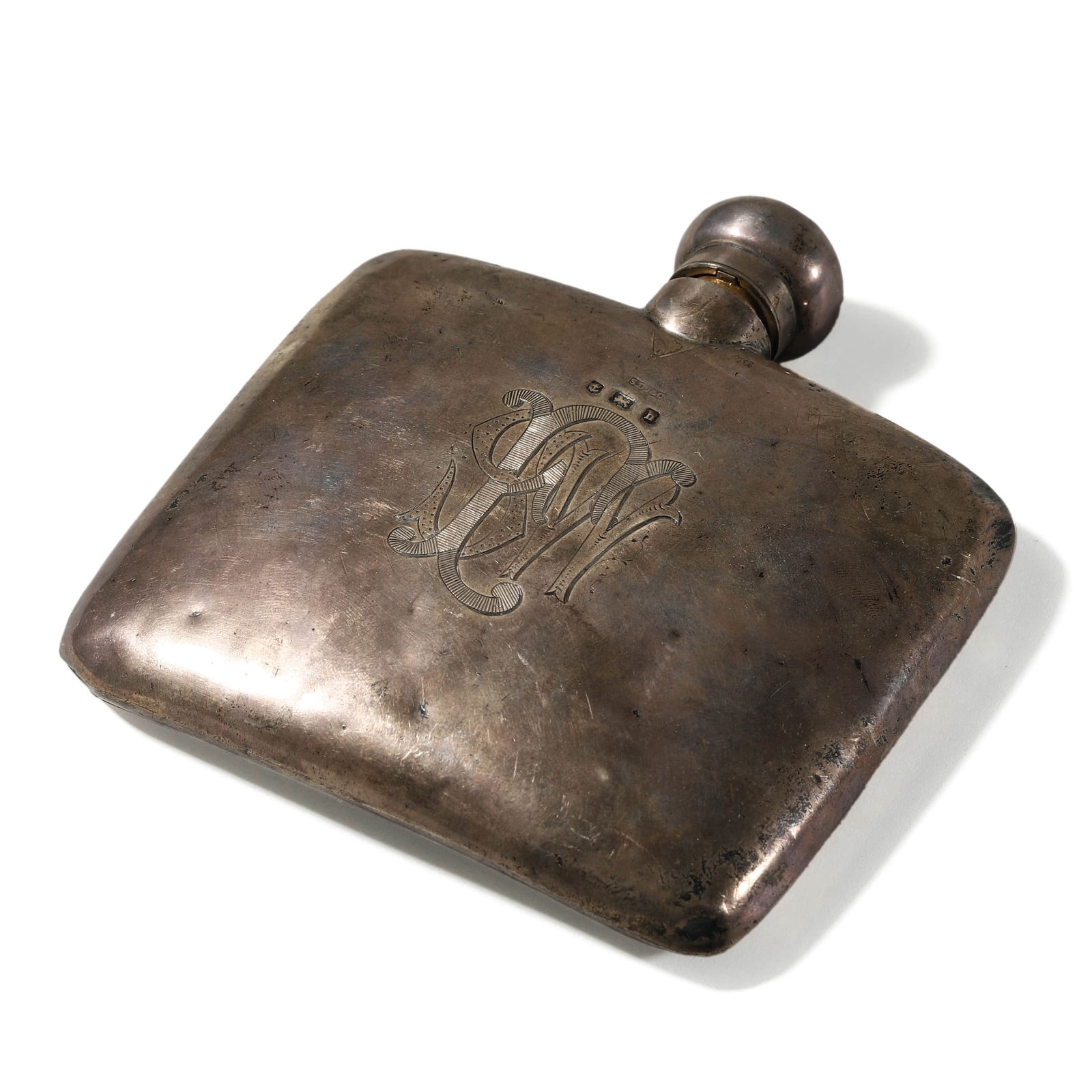 ANTIQUE ENGLISH STERLING SILVER HIP FLASK (1 of 5)