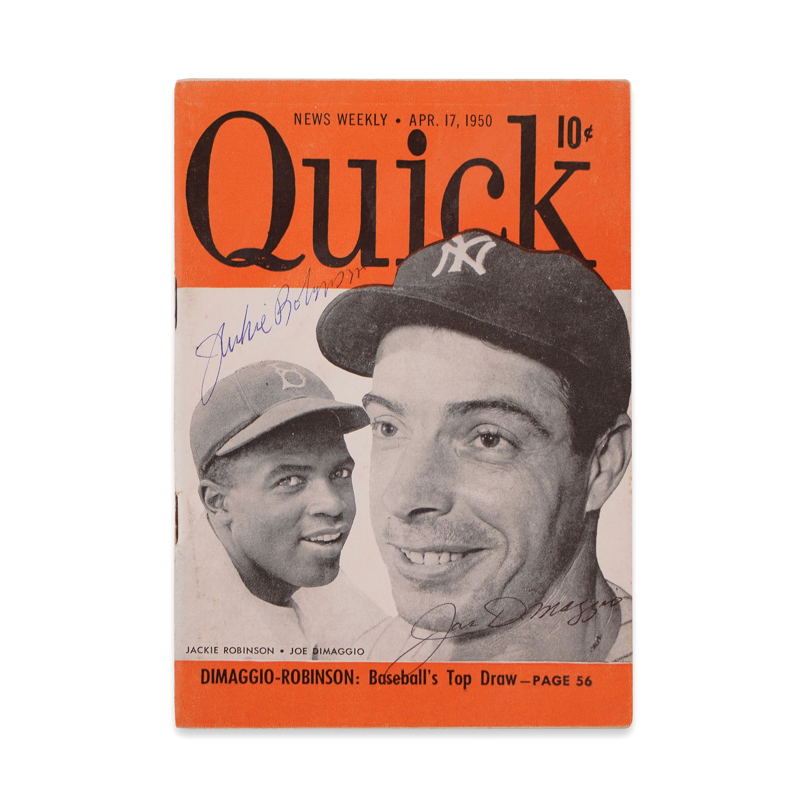 JACKIE ROBINSON & JOE DIMAGGIO DUAL SIGNED "QUICK" MAGAZINE - APRIL 17, 1950 ISSUE (1 of 4)