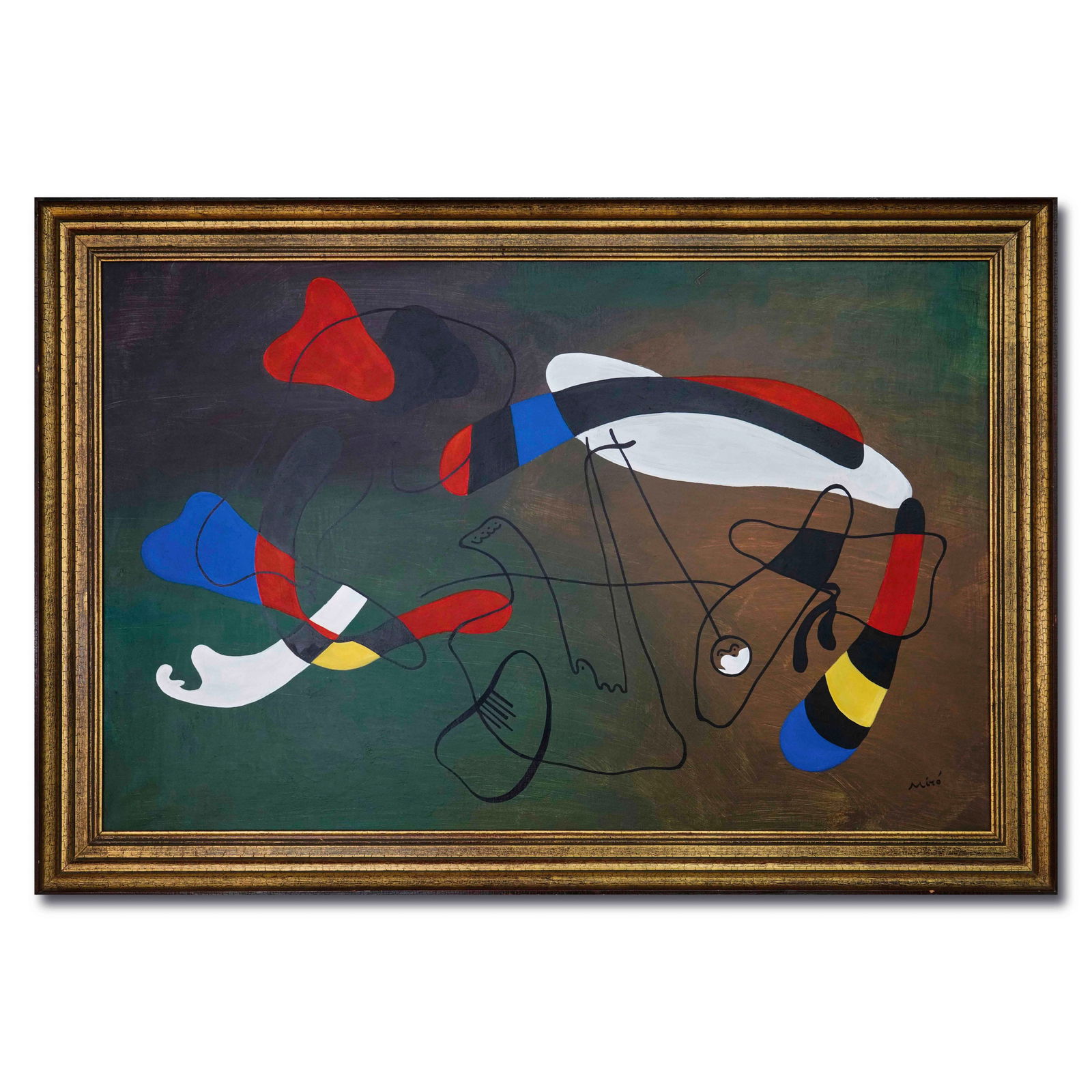JOAN MIRO (1893-1983), ATTRIBUTED TO, OIL AND CASEIN PAINT ON CANVAS (1 of 2)