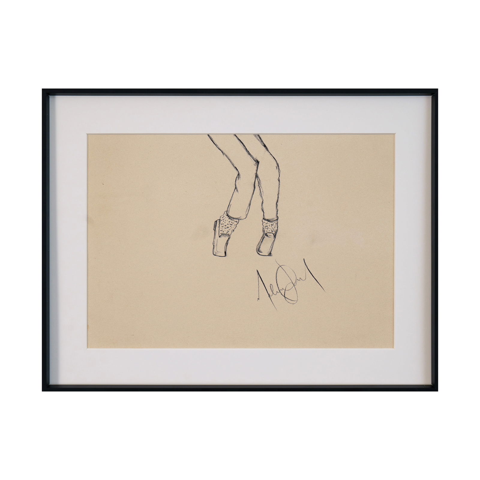 MICHAEL JACKSON SIGNED DRAWING OF HIS ICONIC "MOONWALK" POSE (1 of 1)