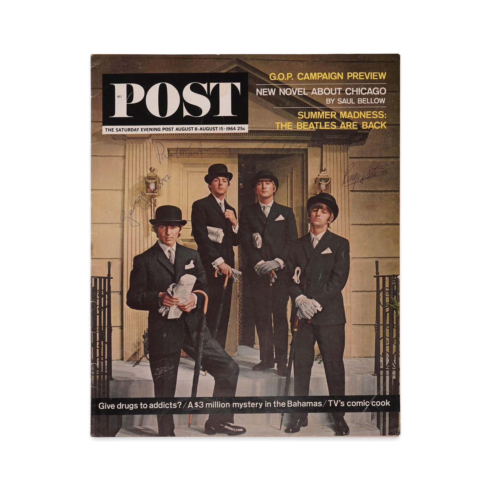 THE BEATLES FULLY SIGNED "THE SATURDAY EVENING POST" AUGUST 8-15, 1964 ISSUE (1 of 3)