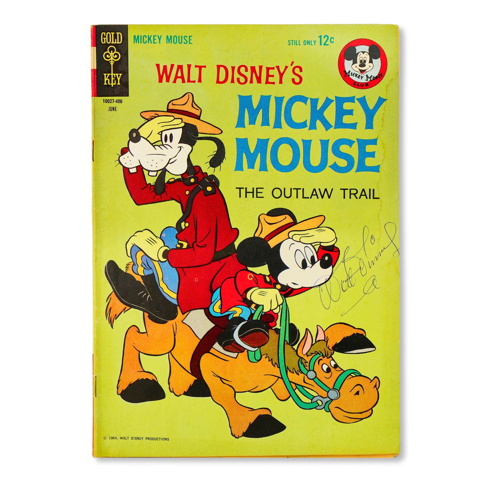 WALT DISNEY SIGNED MICKEY MOUSE COMIC (1964, GOLD KEY) (1 of 6)
