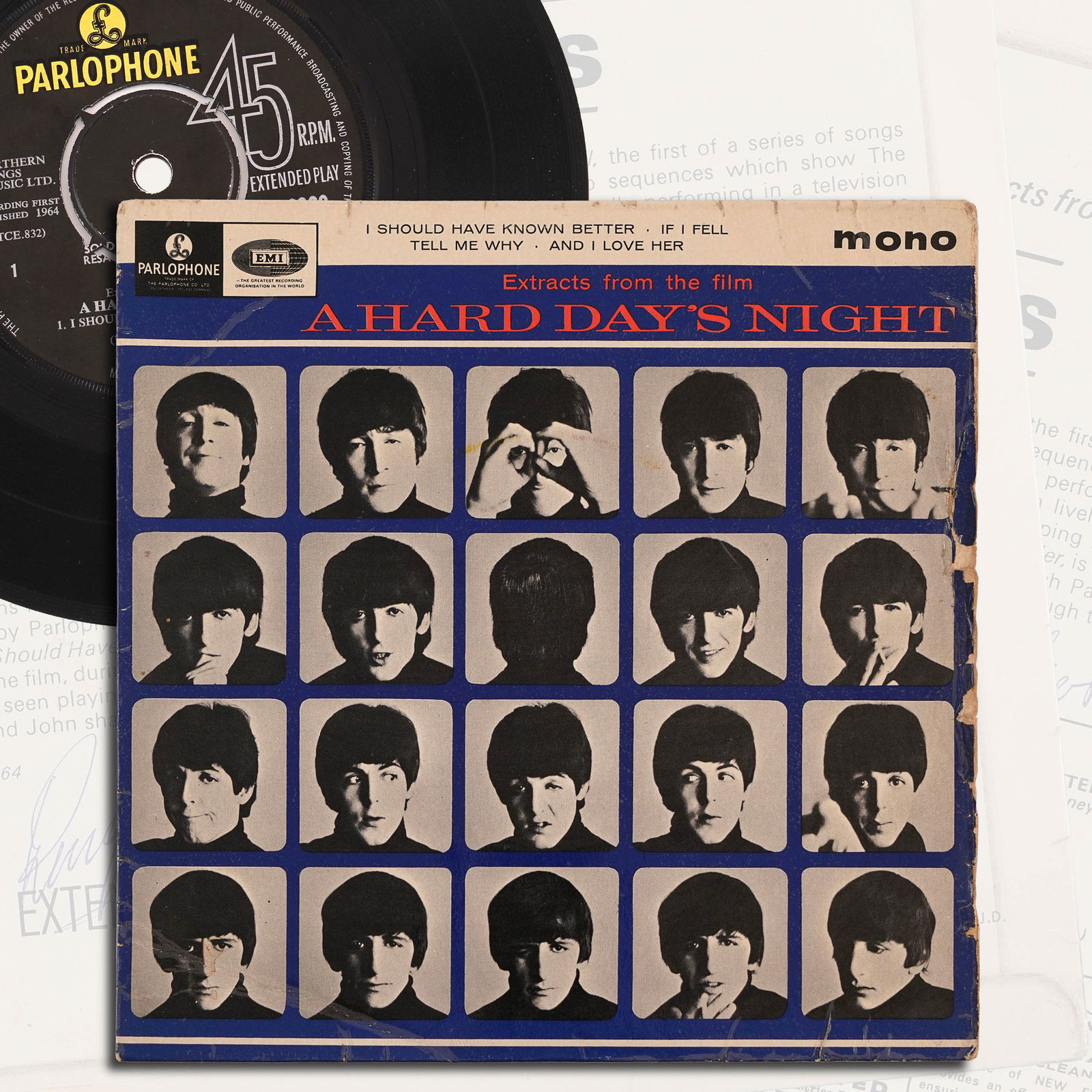 THE BEATLES FULLY SIGNED "A HARD DAY'S NIGHT" EP (1 of 4)