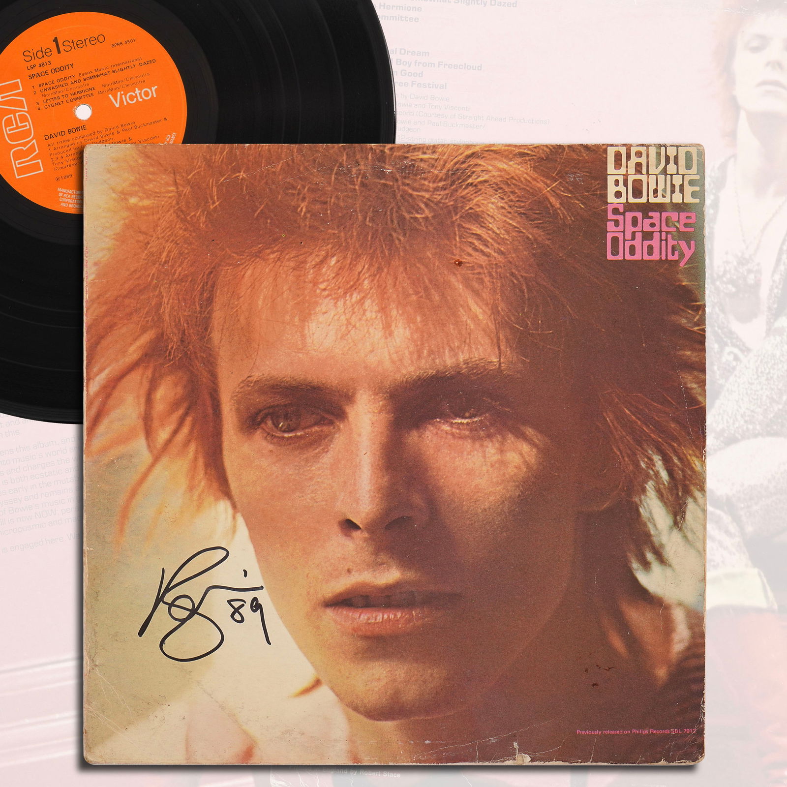 DAVID BOWIE SIGNED "SPACE ODDITY" VINYL RECORD, RCA EDITION (1 of 5)