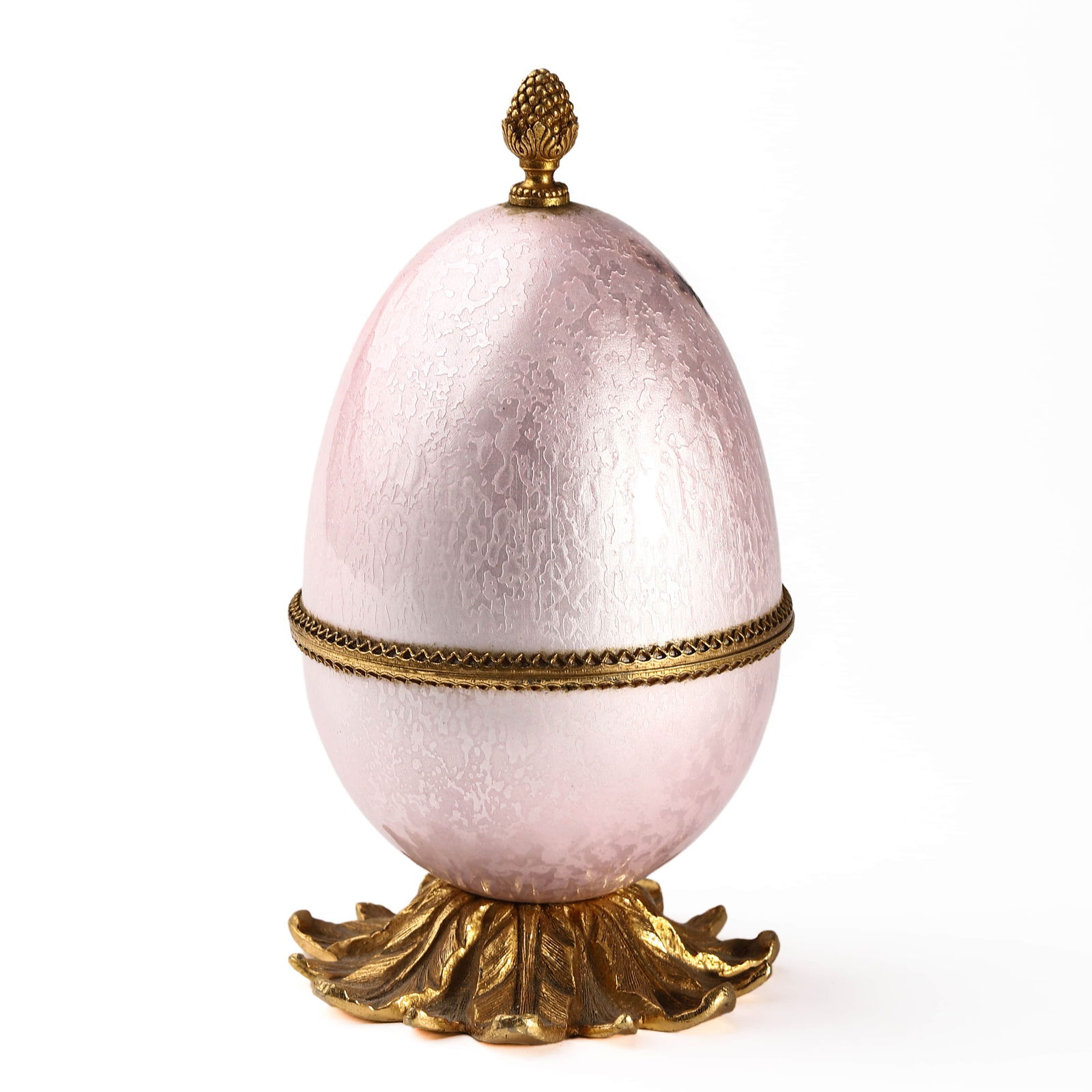 EVANS GILT METAL AND ENAMEL EGG-SHAPED TABLE LIGHTER, PINK (1 of 9)