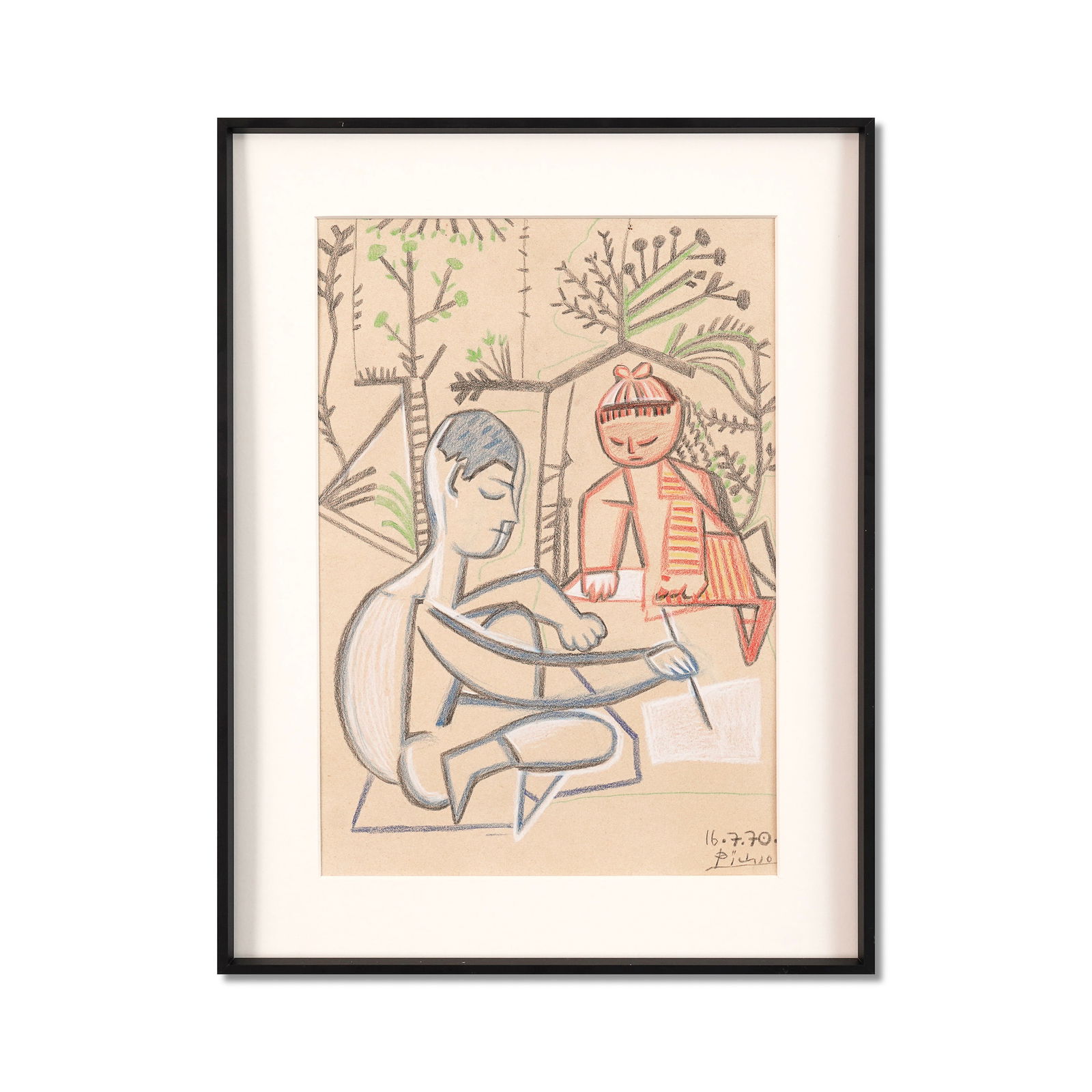 PABLO PICASSO (1881-1973), ATTRIBUTED TO, COLORED PENCIL ON PAPER (1 of 2)