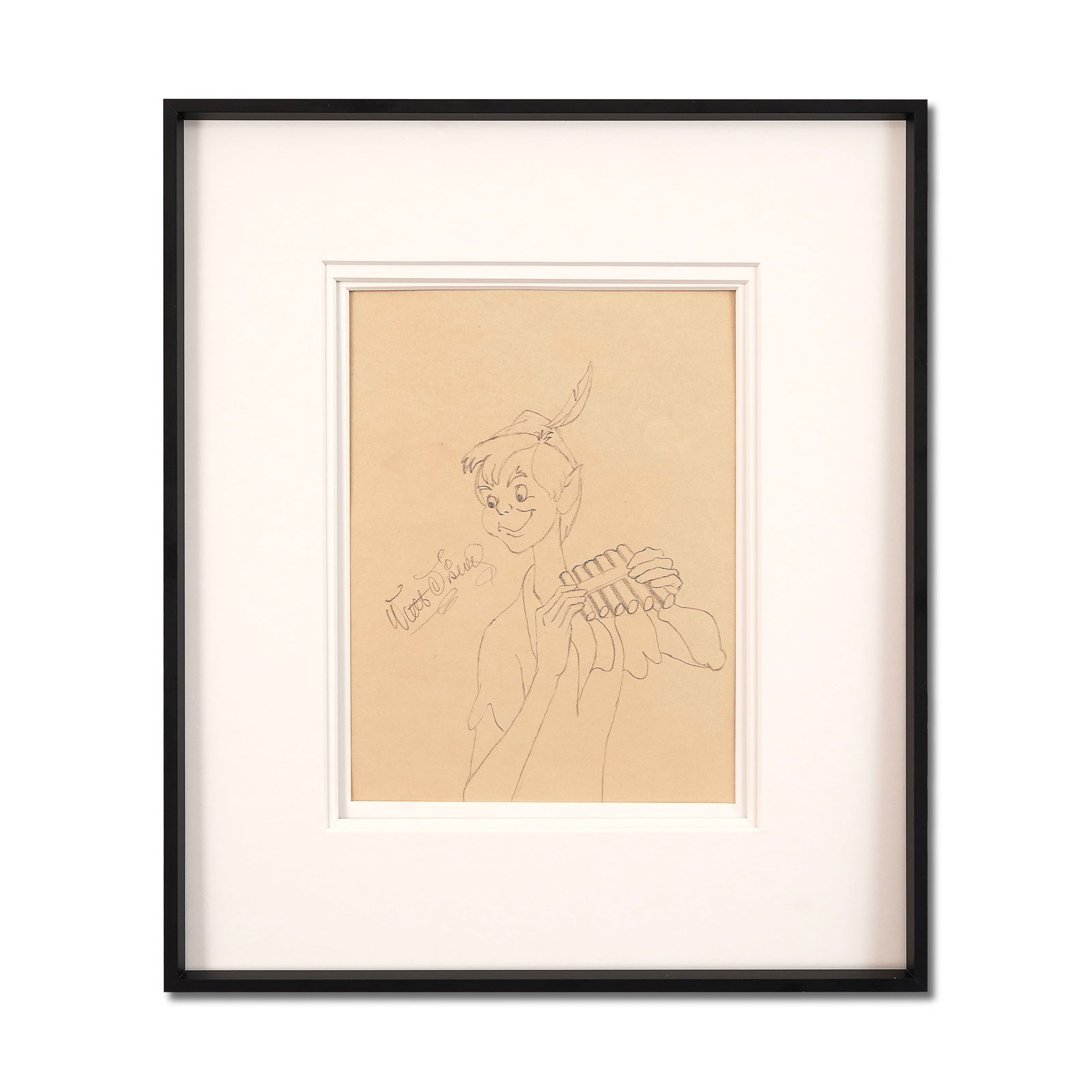 WALT DISNEY SIGNED DRAWING OF PETER PAN (1 of 1)
