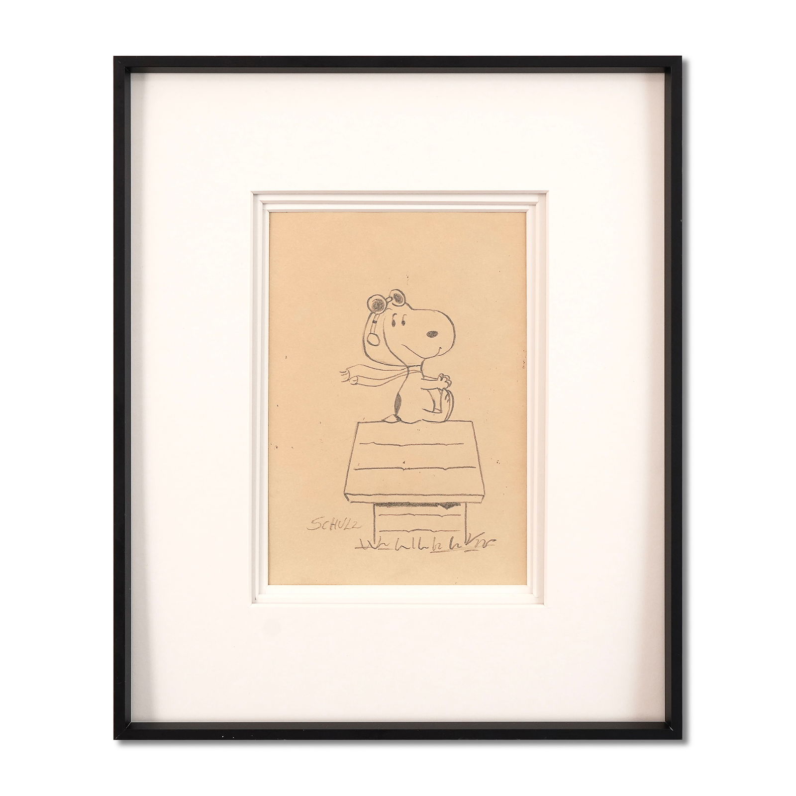 CHARLES M. SCHULZ SIGNED DRAWING OF SNOOPY AS THE FLYING ACE (1 of 1)
