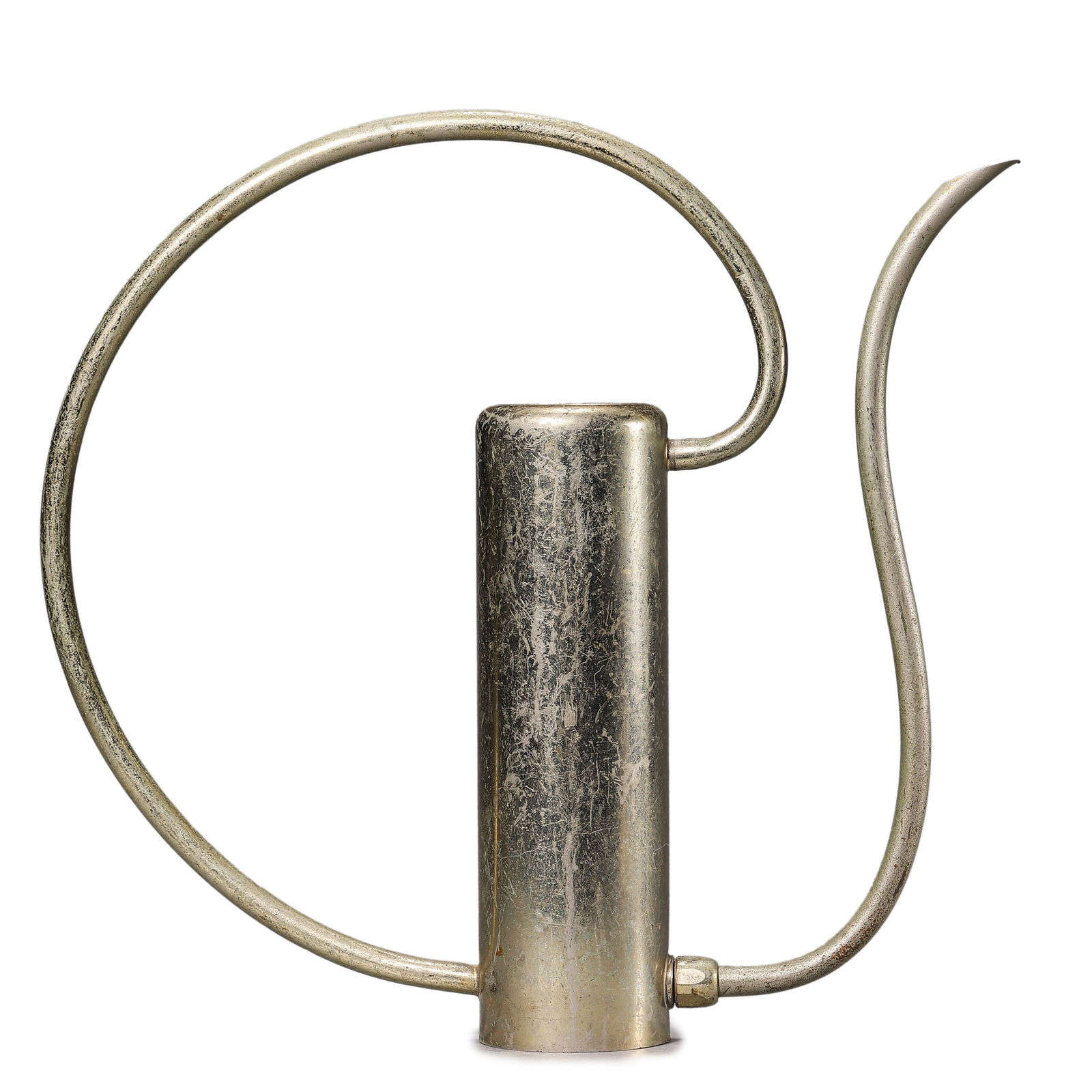 A CHINESE SILVER TEAPOT WITH A CIRCULAR HANDLE, MARKED "YIN TONG ZHI" (1 of 7)