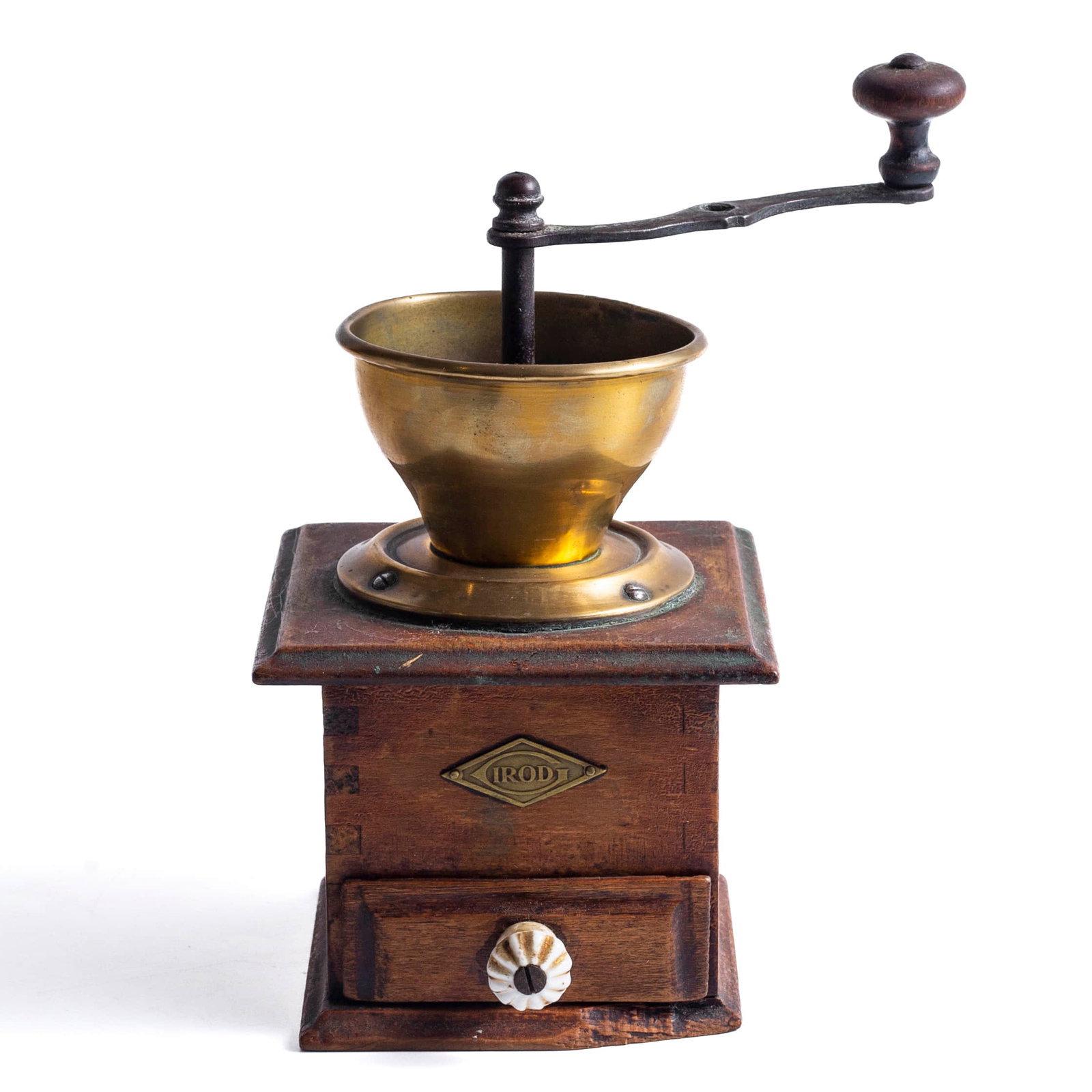 AN IROD COFFEE GRINDER, EARLY 20TH CENTURY. (1 of 8)