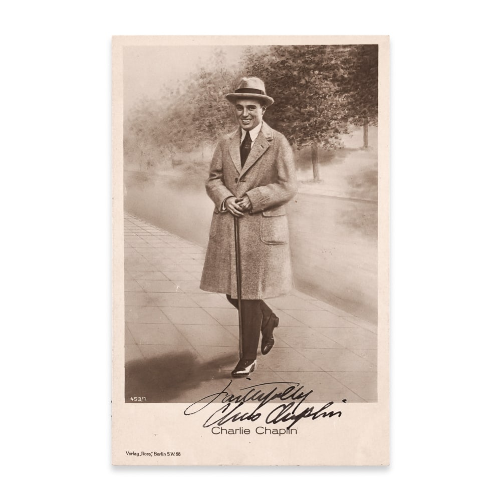 CHARLIE CHAPLIN SIGNED POSTCARD (1 of 2)