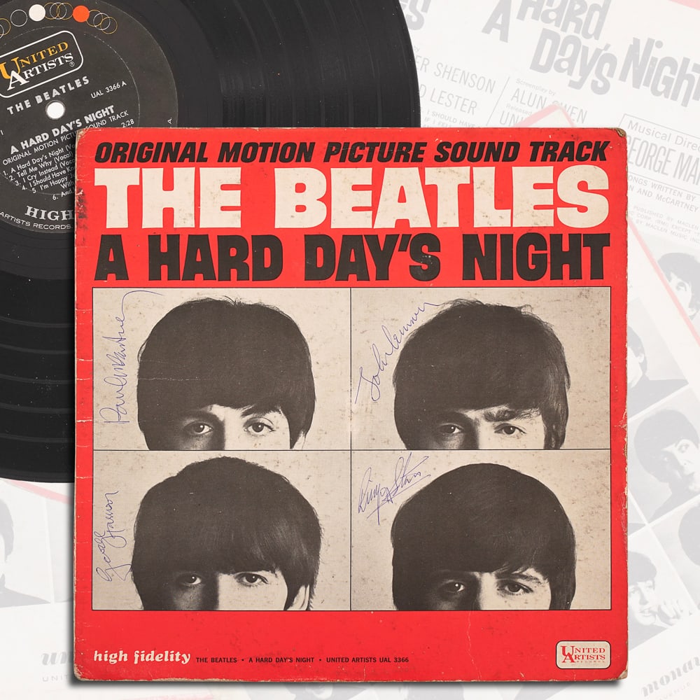 THE BEATLES FULLY SIGNED A HARD DAY'S NIGHT LP COVER (1 of 4)