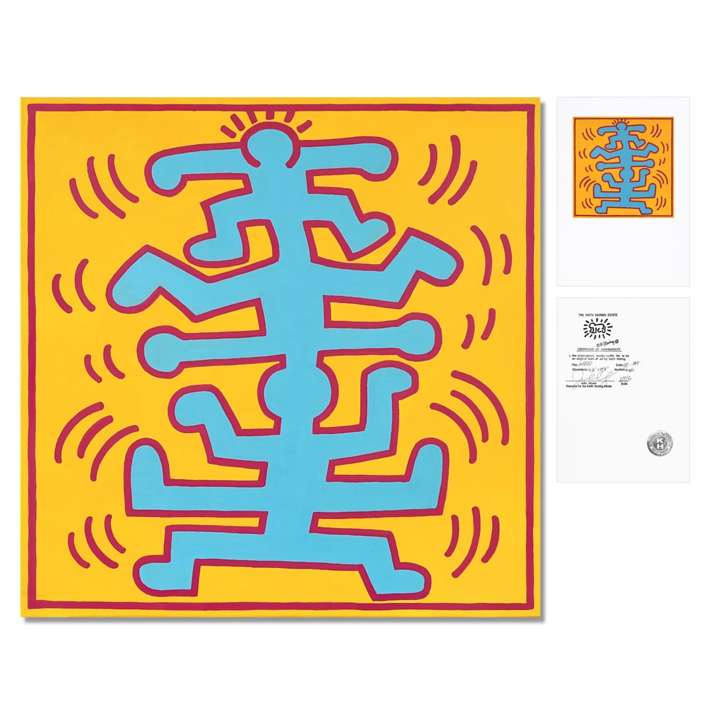 KEITH HARING (1958 - 1990), ATTRIBUTED TO, ACRYLIC ON CANVAS (1 of 2)