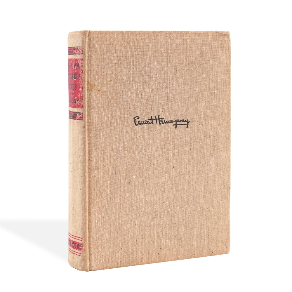 ERNEST HEMINGWAY SIGNED "FOR WHOM THE BELL TOLLS": 8 1/2 x 5 7/8 in (21.5 x 15 cm) Provenance and Authentication: This collectible has undergone a rigorous forensic evaluation. The signatures were carefully analyzed across multiple criteria, including