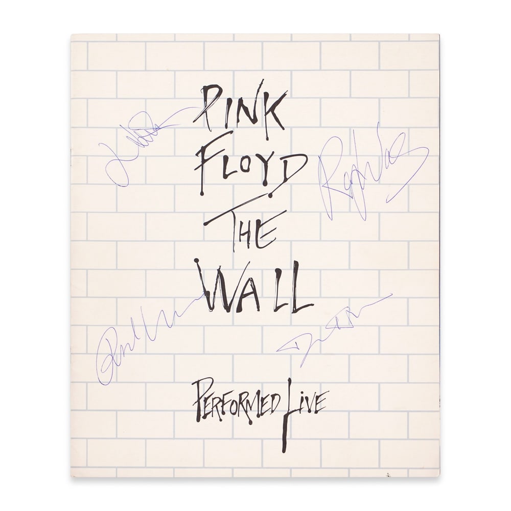 PINK FLOYD SIGNED THE WALL CONCERT PROGRAM: 11 3/4 x 9 1/2 in (30 x 24 cm) Provenance and Authentication: This collectible has undergone a rigorous forensic evaluation. The signatures were carefully analyzed across multiple criteria, including