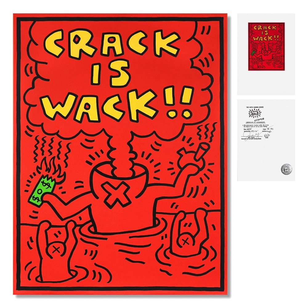 KEITH HARING (1958-1990), ATTRIBUTED TO, ACRYLIC ON CANVAS: Signed (verso) Image Dimensions: 39 1/2 x 30 in (100.3 x 76.2 cm) This painting comes with coa. Keith Haring remains one of the most influential artists of the late twentieth century, whose work trans