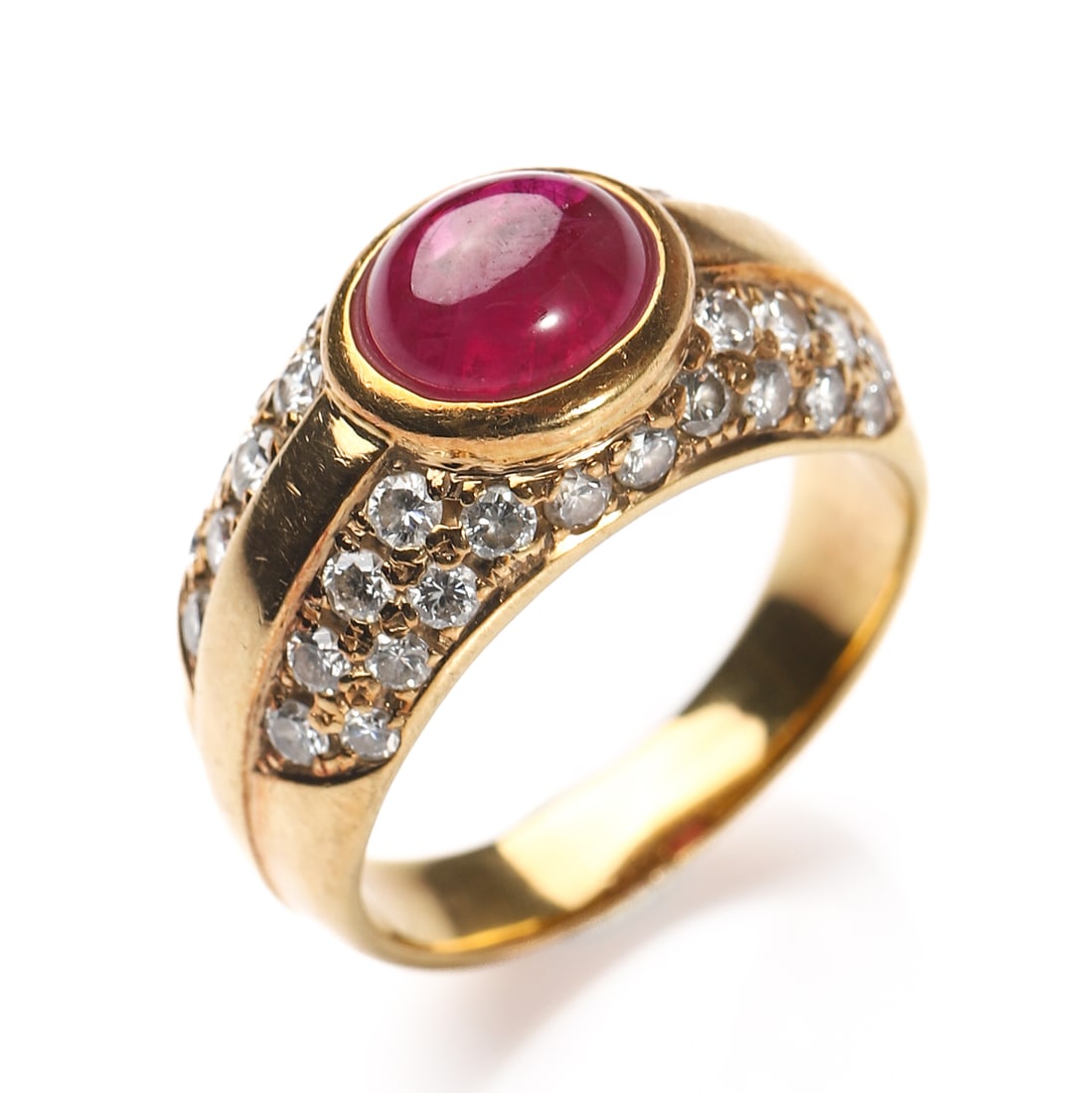 A RUBY AND DIAMOND RING IN 18K GOLD - 2