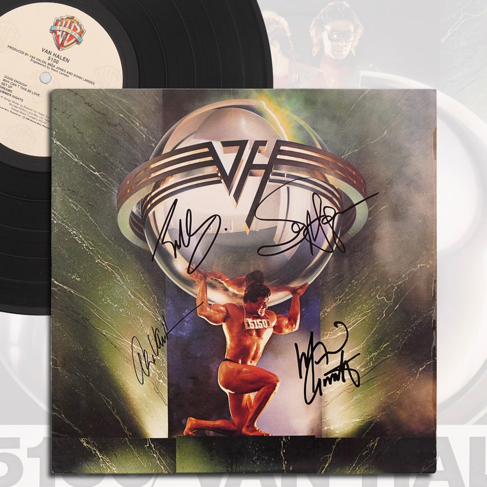 VAN HALEN FULLY SIGNED 5150 LP: 12 1/4 x 12 1/4 Provenance and Authentication: This collectible has undergone a rigorous forensic evaluation. The signatures were carefully analyzed across multiple criteria, including ink