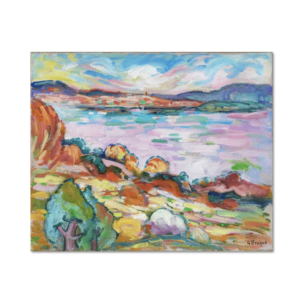 GEORGES BRAQUE (1882-1963), ATTRIBUTED TO, OIL ON CANVAS: Image Dimensions: 51 x 62 cm (20 x 24 1/2 in) Signed (lower right) This painting comes with COA. This early work by Georges Braque, titled "Baie de Marseille", offers a radiant example of the