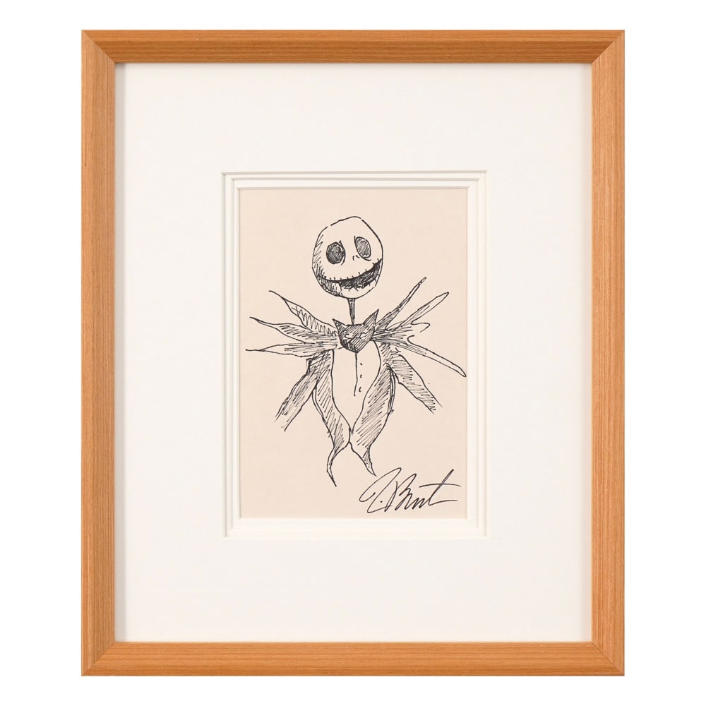 TIM BURTON SIGNED SKETCH: Image Dimensions: 8 1/8 x 5 1/2 in (20.5 x 14 cm) Framed Dimensions: 15 3/4 x 13 1/4 in (40 x 33.7 cm) Provenance and authentication: This collectible has undergone a rigorous forensic evaluation. The