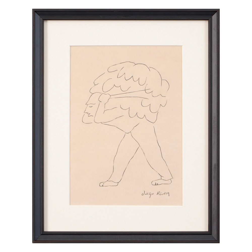 DIEGO RIVERA (1886-1957), ATTRIBUTED TO, INK ON PAPER: Signed (lower right) Image Dimensions: 11 1/4 x 7 7/8 in (28.5 x 20 cm) Framed Dimensions: 16 3/4 x 13 3/8 in (42.5 x 33.8 cm) This painting comes with COA. Diego Rivera stands as one of the most