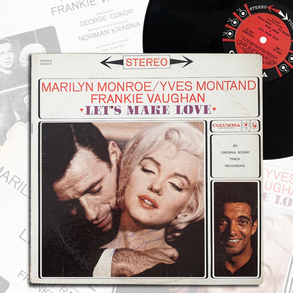 MARILYN MONROE SIGNED LET'S MAKE LOVE VINYL RECORD: 12 1/4 x 12 1/4 This signed Let's Make Love original soundtrack vinyl record represents an exceptional artifact from the final chapter of Marilyn Monroe's cinematic career. As one of the most