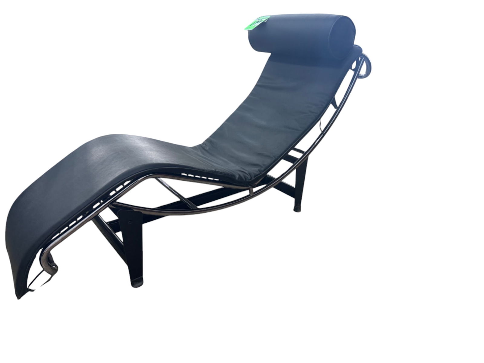 Mid-Century Modern Black Leather Chaise Lounge Chair - resembles 'Le Corbusier LC4' (1 of 4)
