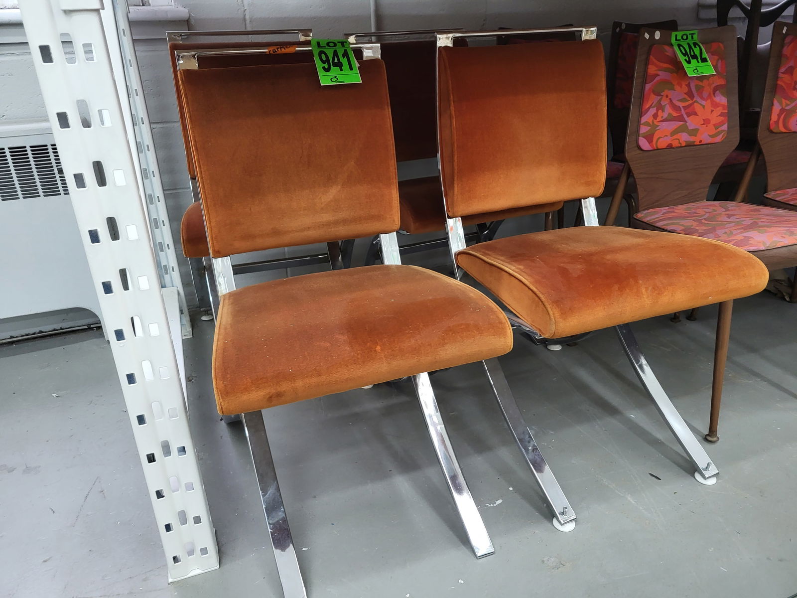 Modern Chrome and Faux Suede Dining Chairs, style of Mies Van Der Rohe (1 of 1)