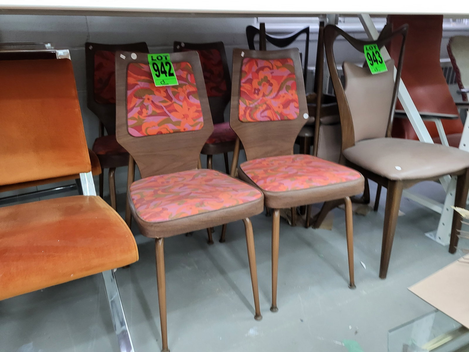 Lot of (4) Vintage Chairs, Wood, Upholstered: Lot of (4) Vintage Chairs, Wood, Upholstered