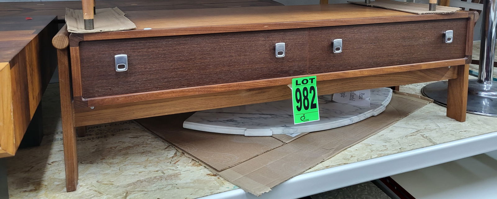 Mid-Century, Wood Finish Coffee Table with two Drawers (1 of 1)