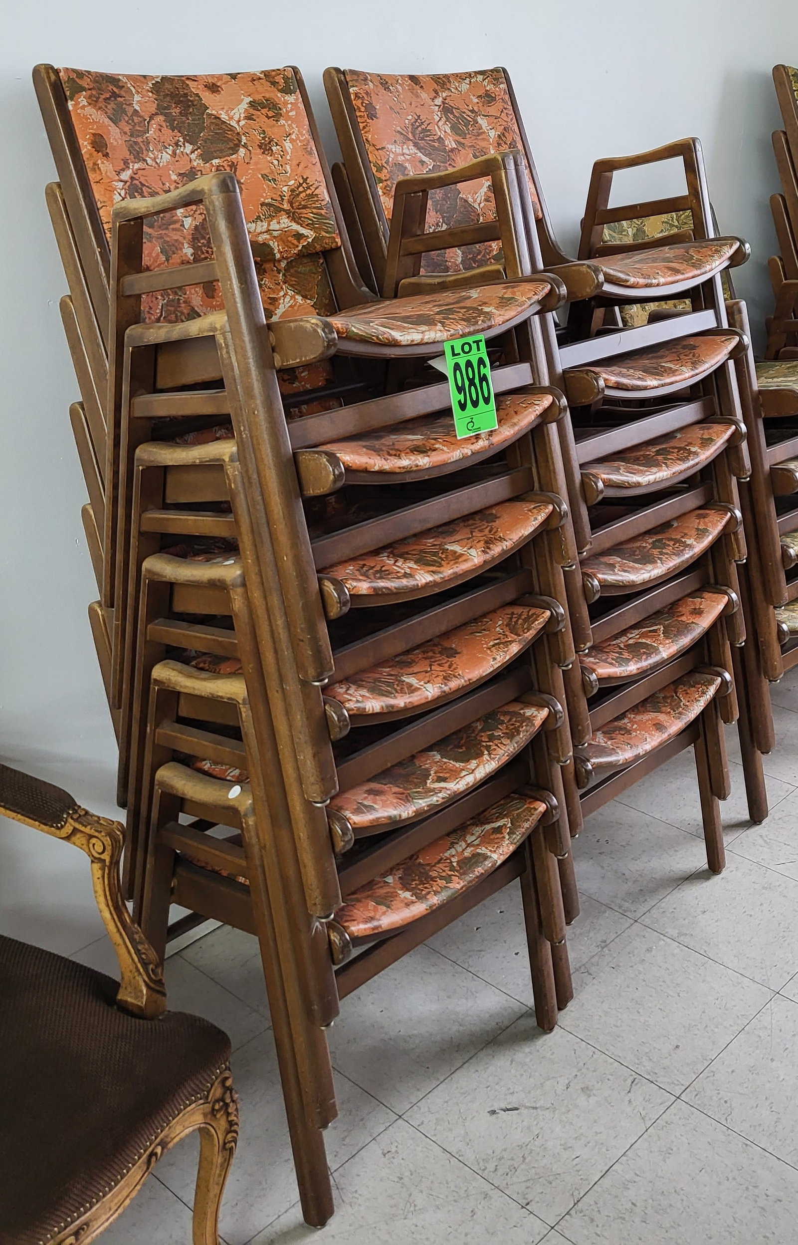 Lot of (12) Matching Henderson Boomerang Chairs, stack chairs with armrests: Lot of (12) Matching Henderson Boomerang Chairs, stack chairs with armrests