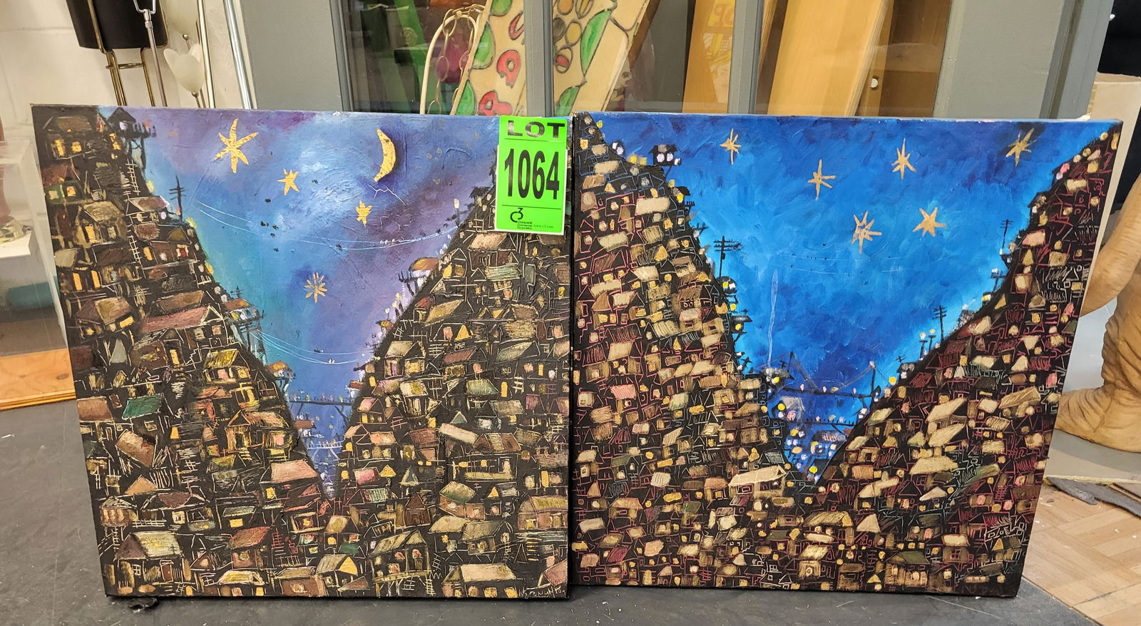 Lot of (2) Mixed-Media, Oil, Nicholas Broughton Paintings from the 'Favela' series (1 of 3)