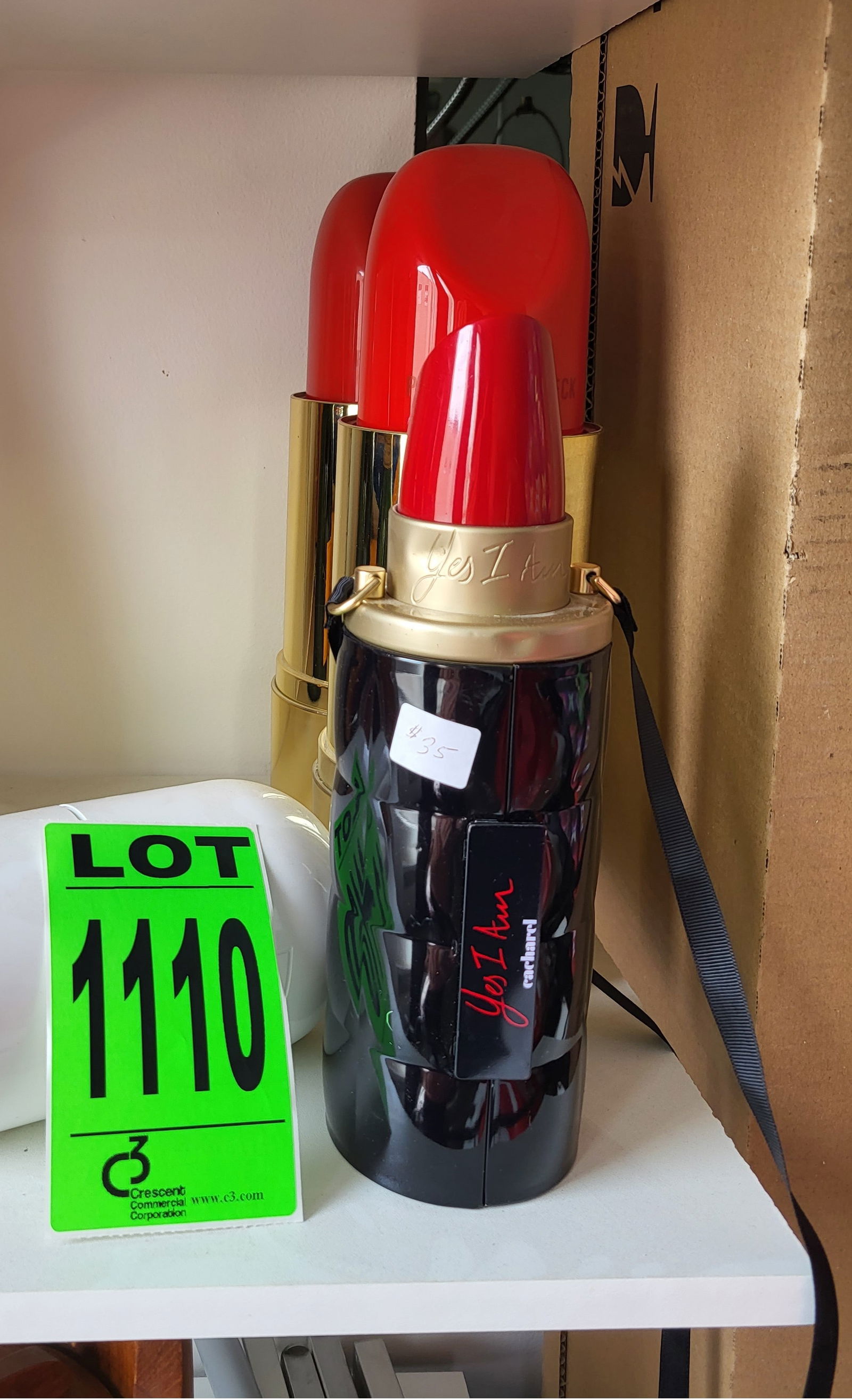 Lot of (1) 'Yes I Am' Lotion Case and (2) Piper Heidsieck Liptstick Shaped Containers (1 of 1)