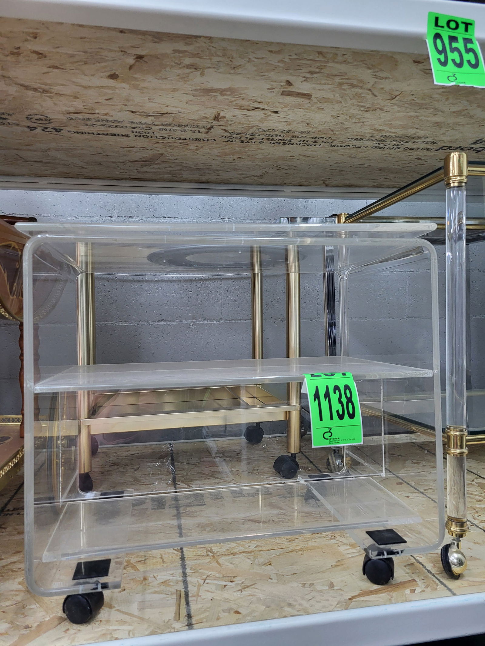 Lucite Coffee / Side Table on wheels, mid-century modern, clear (1 of 1)