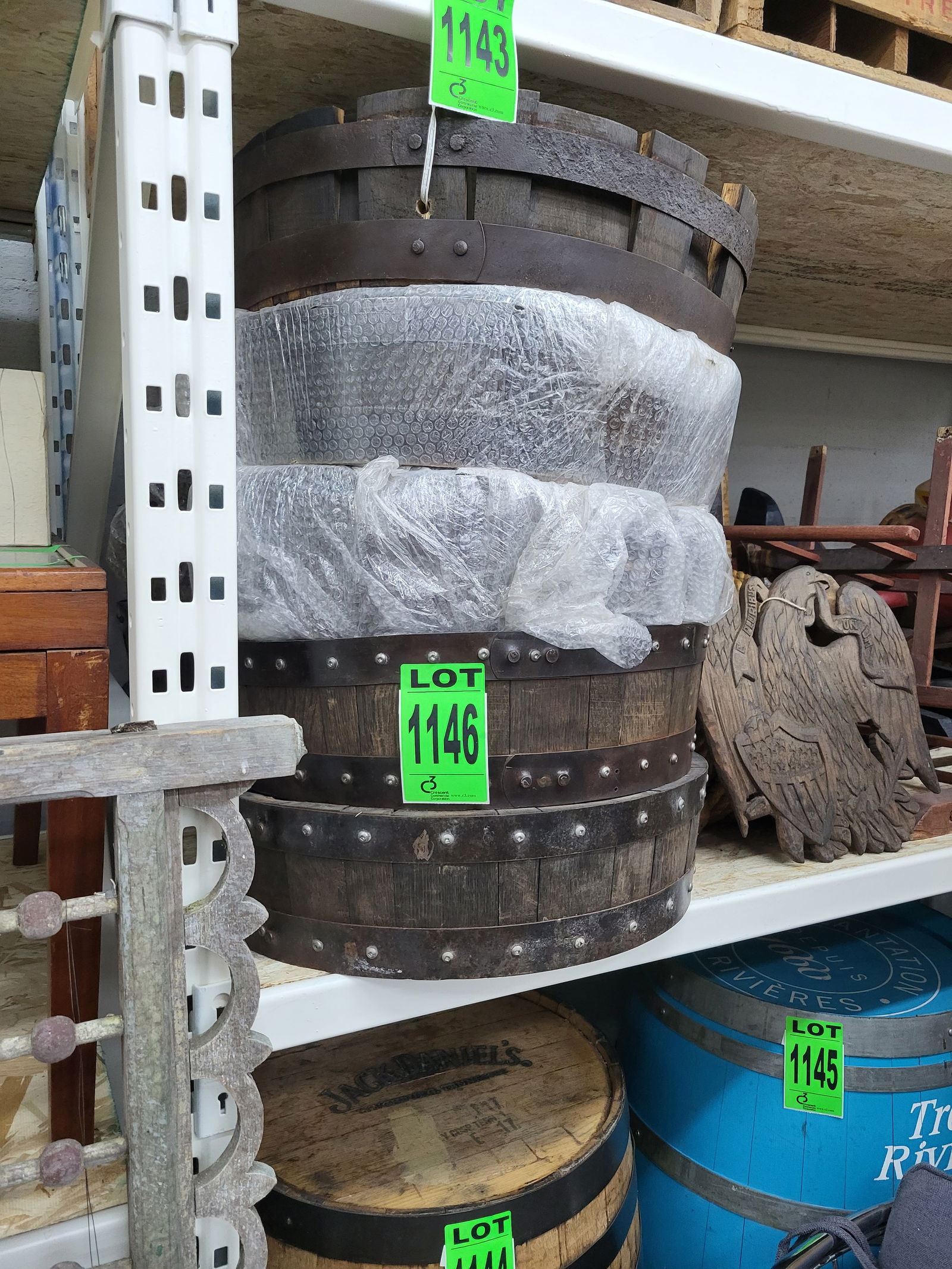 Lot of (5) Barrel-Top Planters (1 of 1)