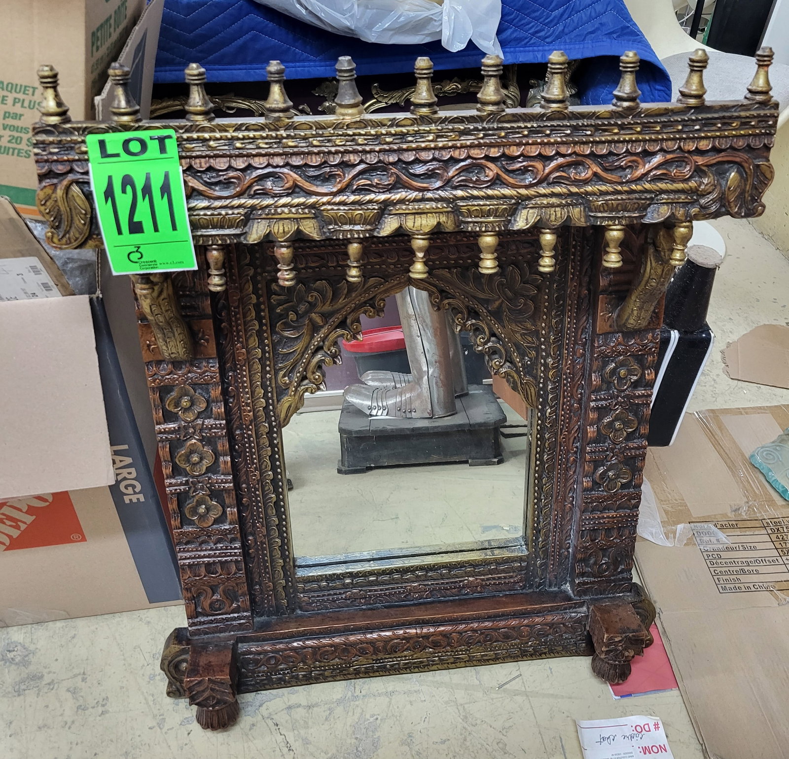 Rajasthani-Style Ornate Frame and Mirror: Rajasthani-Style Ornate Frame and Mirror