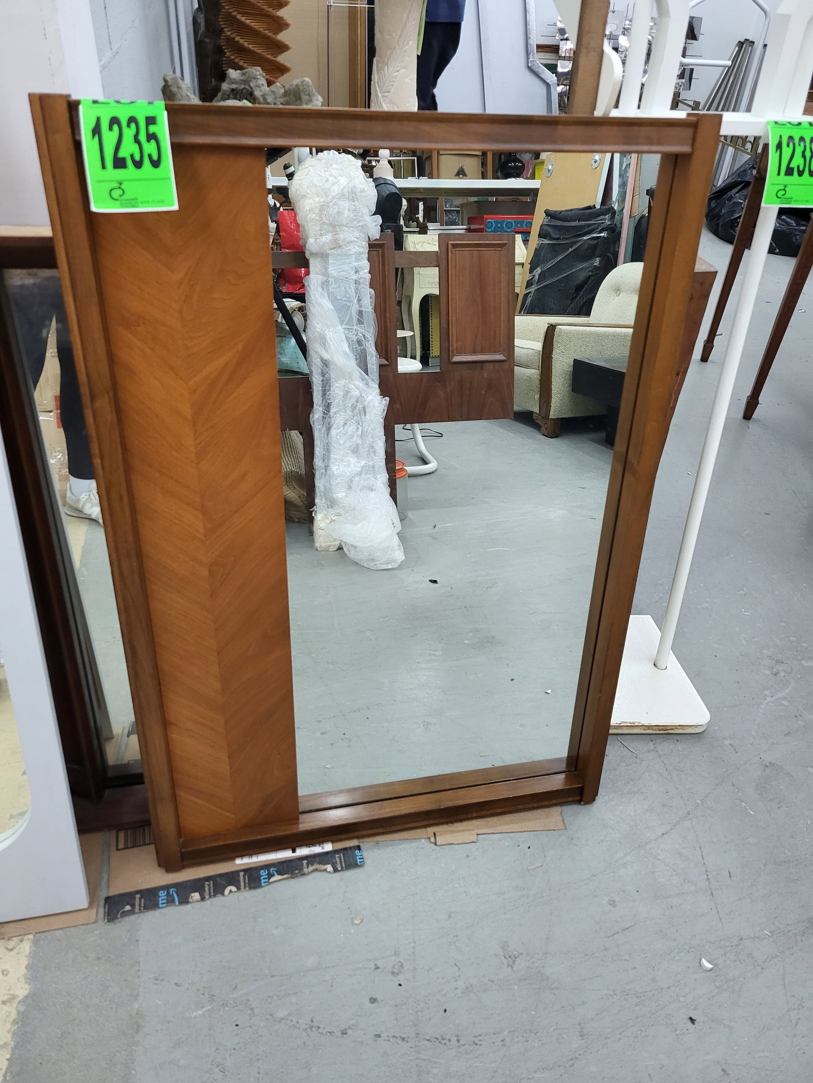 Mid-Century Inset Half-wall Mirror: Mid-Century Inset Half-wall Mirror