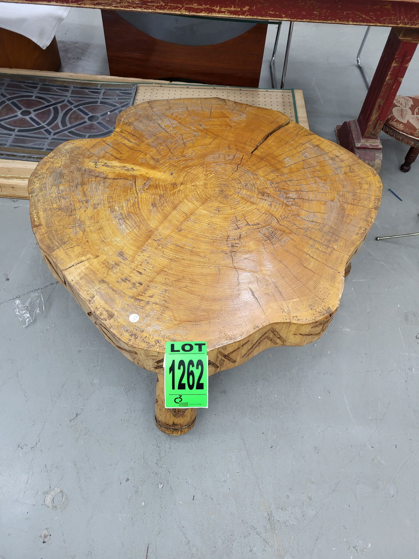 Vintage Brutalist Live Edge Wooden Coffee Table (1 of 4)